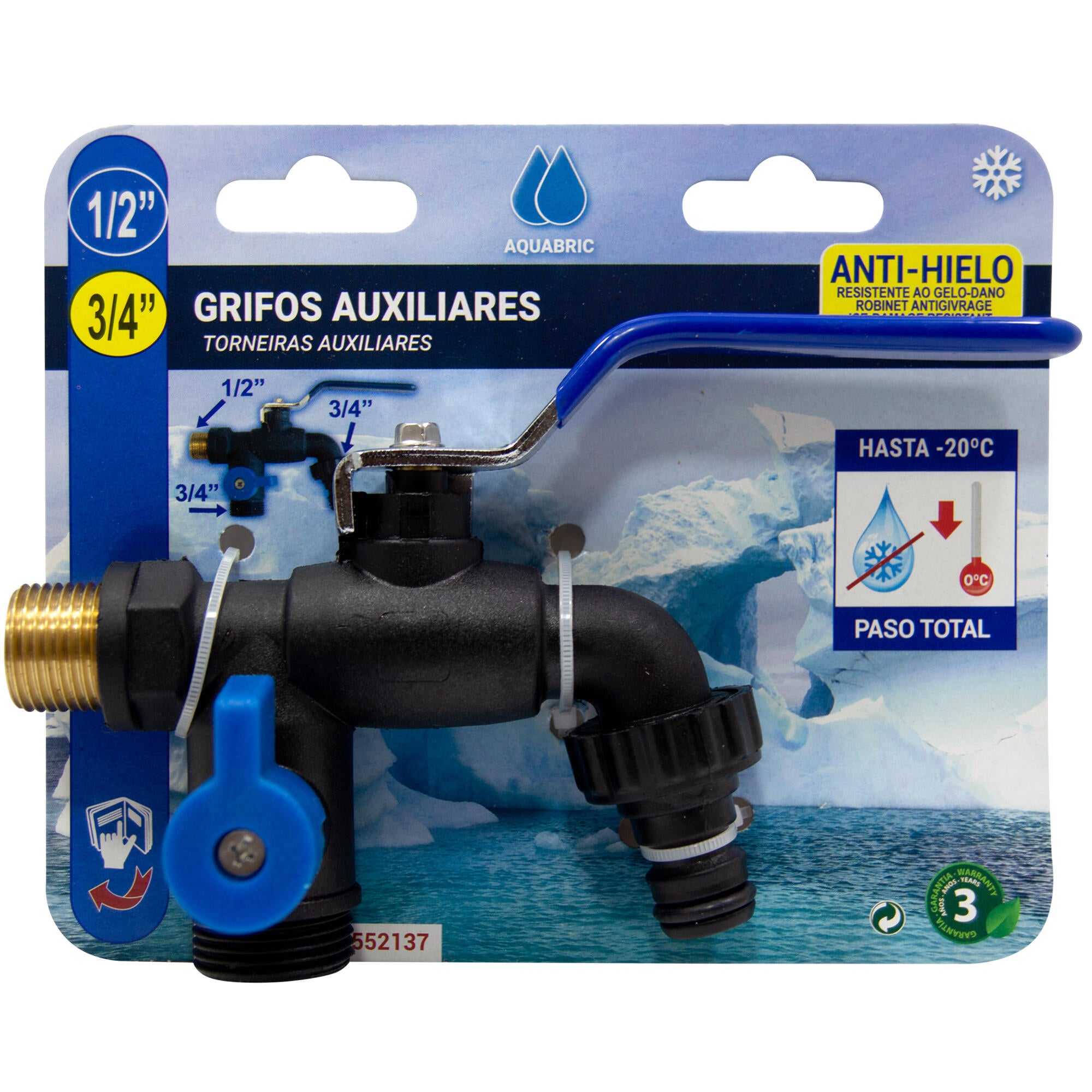Grifo antihielo ½” con dos salidas ¾” y toma automática - 7