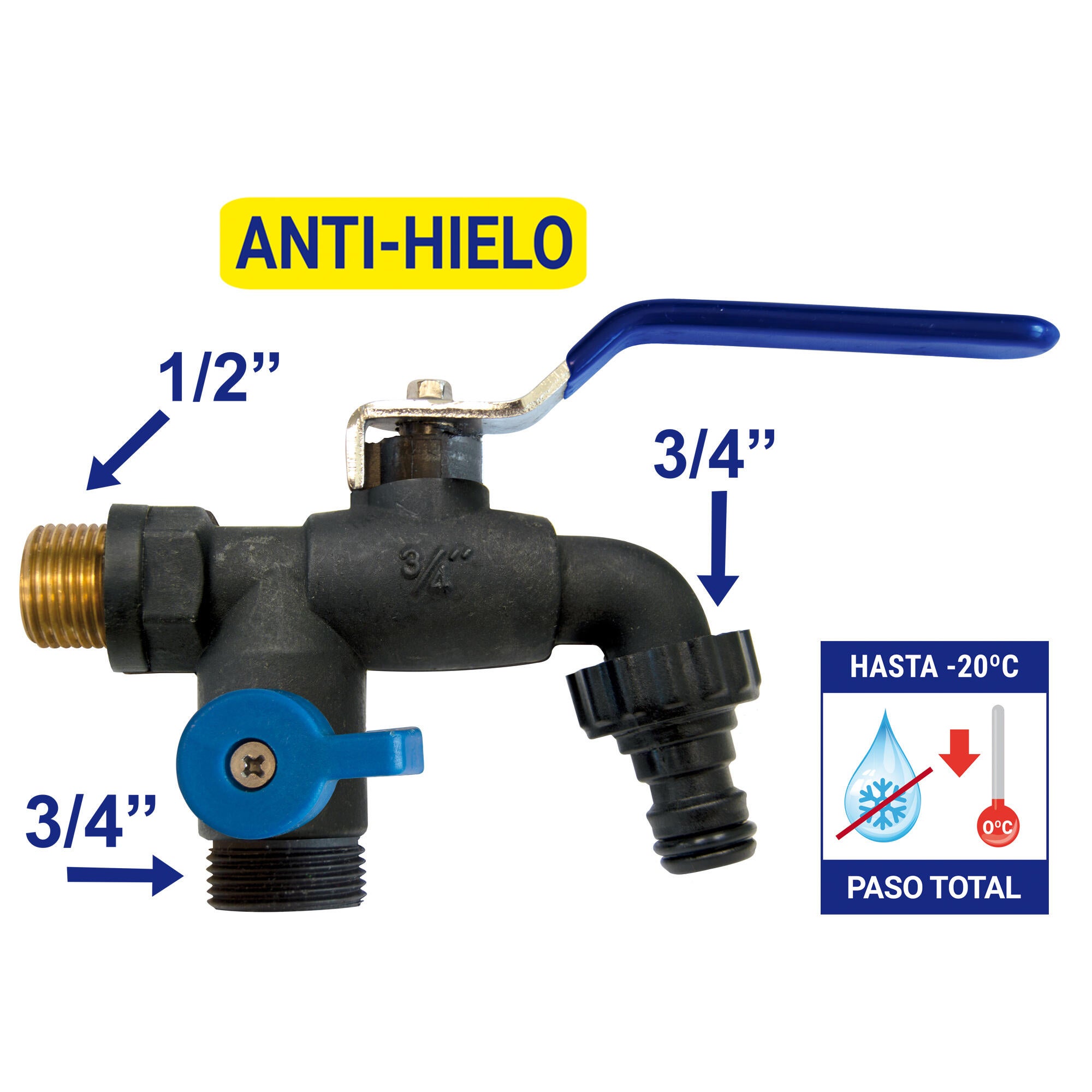 Grifo antihielo ½” con dos salidas ¾” y toma automática - 4
