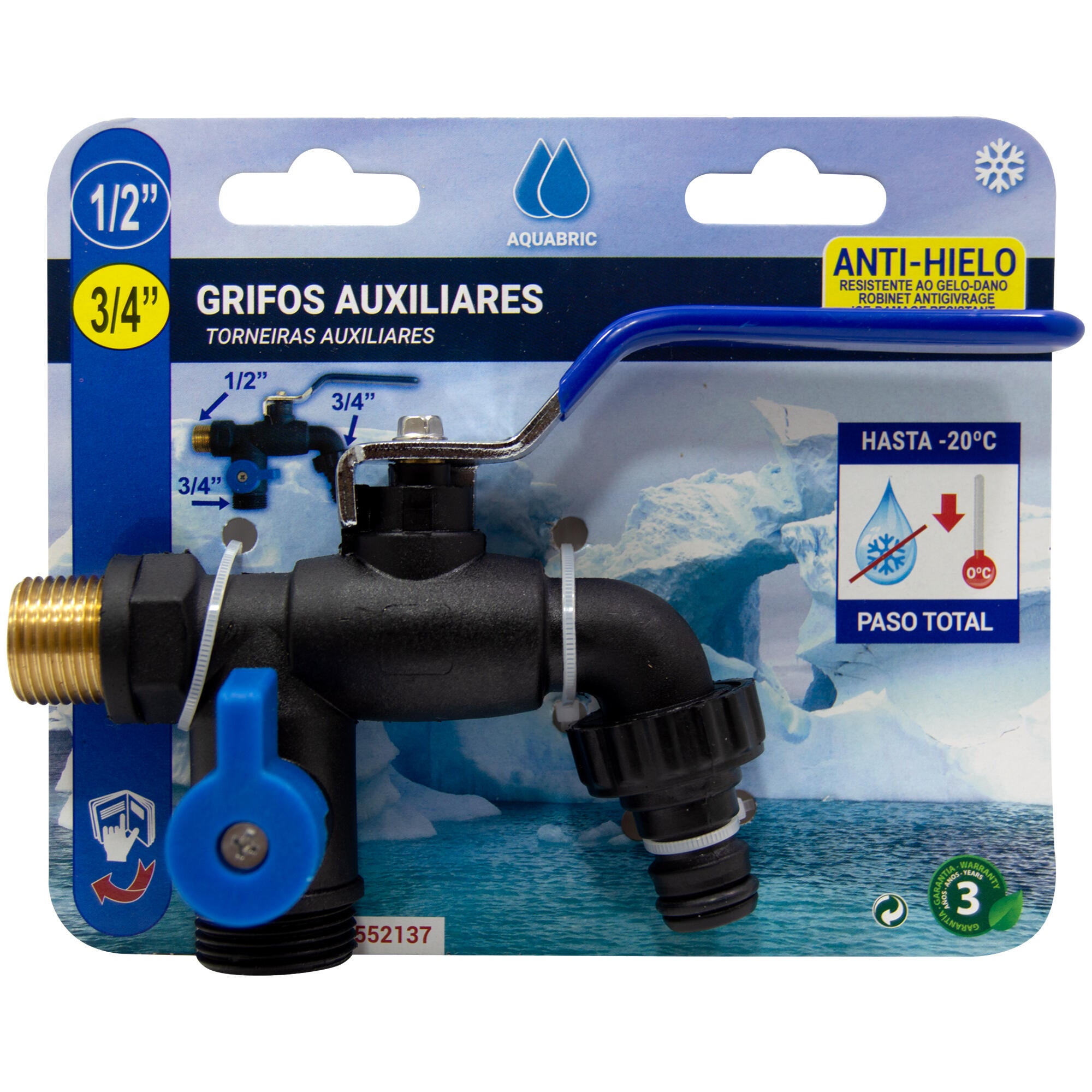 Grifo antihielo ½” con dos salidas ¾” y toma automática - 3