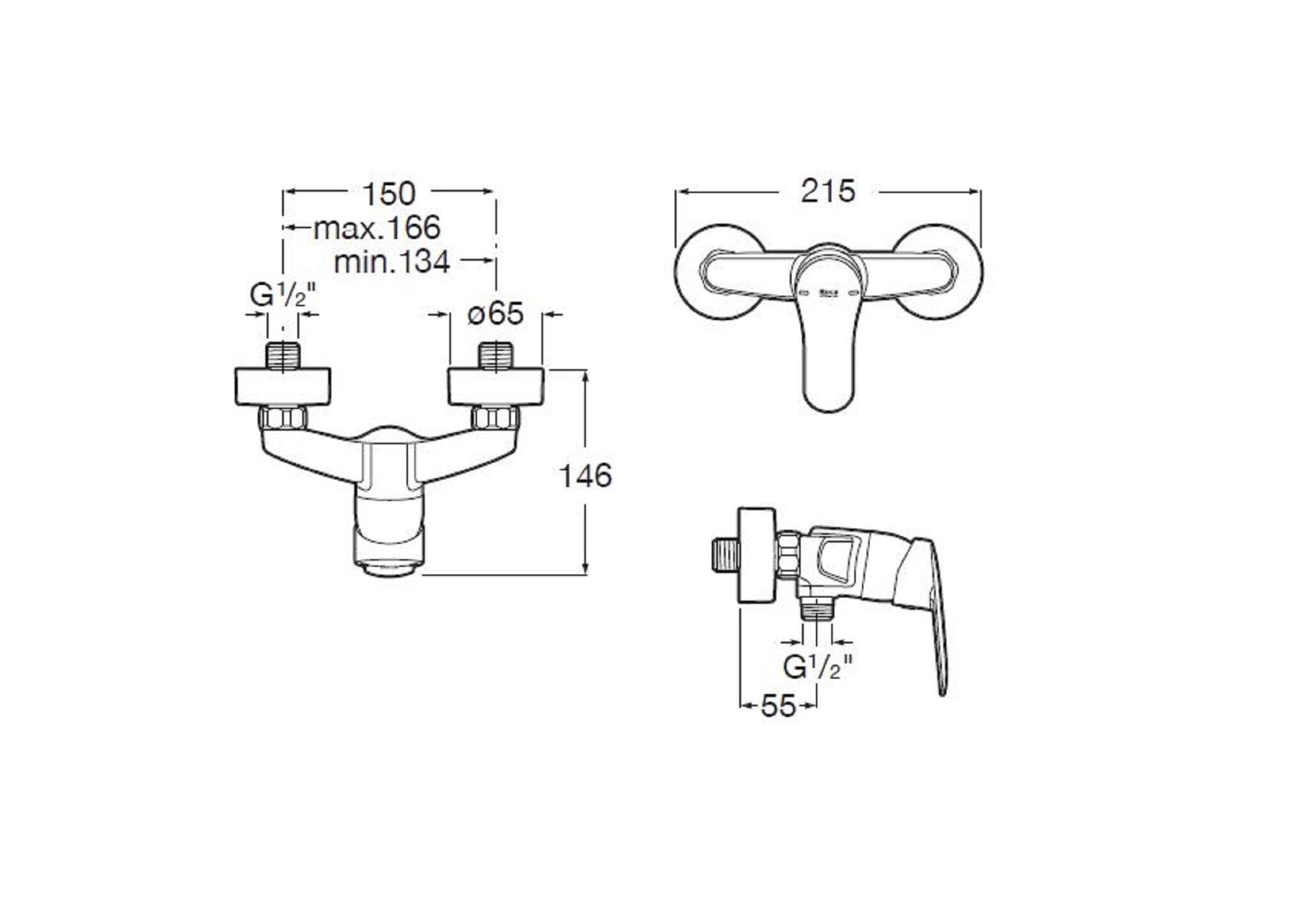 Grifo de ducha monomando ROCA Proa cromo brillo Antical Latón - 10