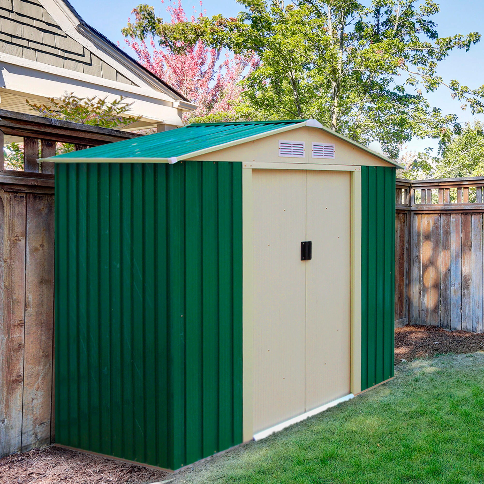 Caseta de metal Yorkshire de 201x190x121 cm y 2.43 m2 con 0.26 mm espesor y doble puerta GARDIUN - 3