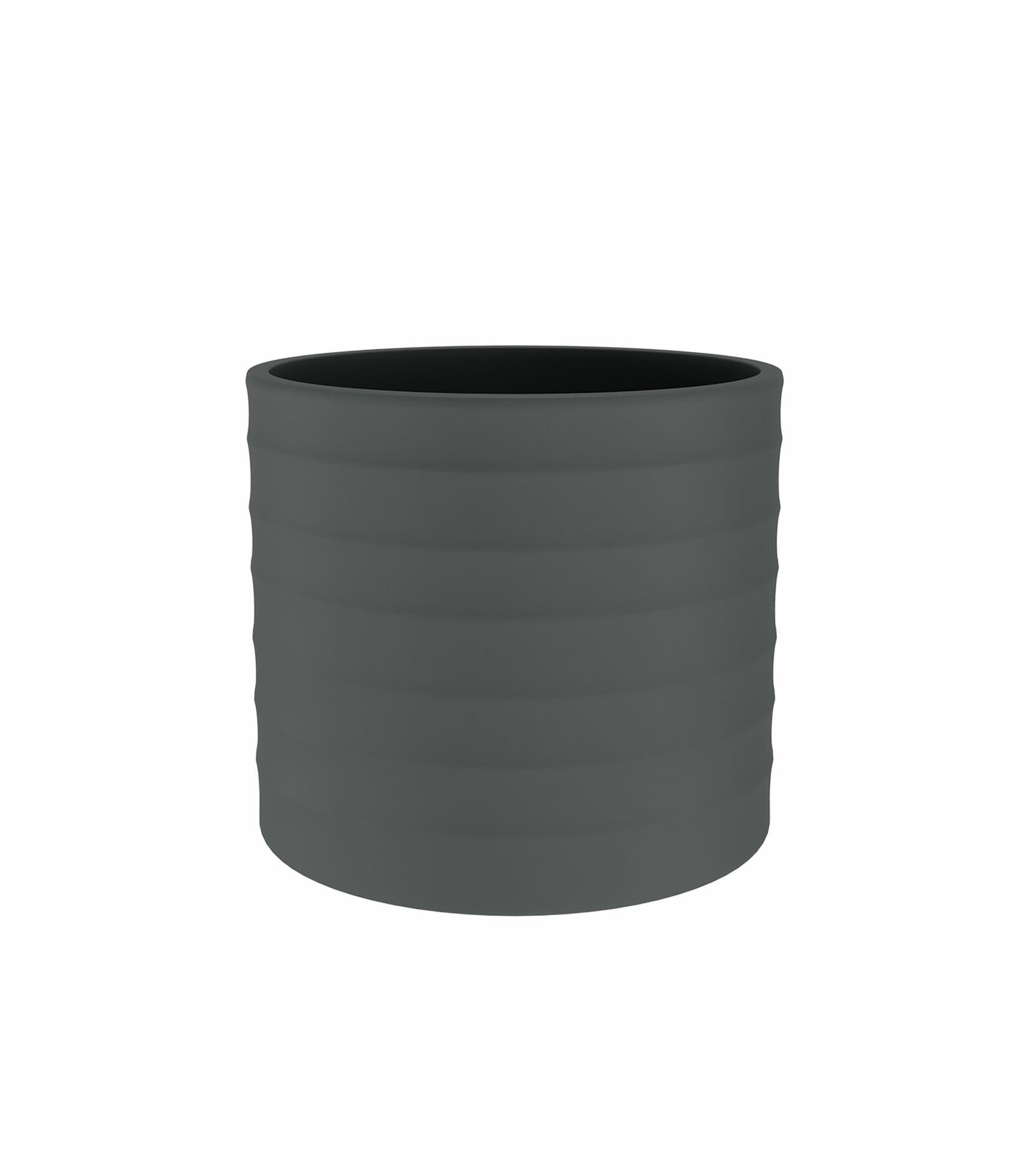 Maceta de arcilla cocida chloe horizontal antracita de ø 26 cm