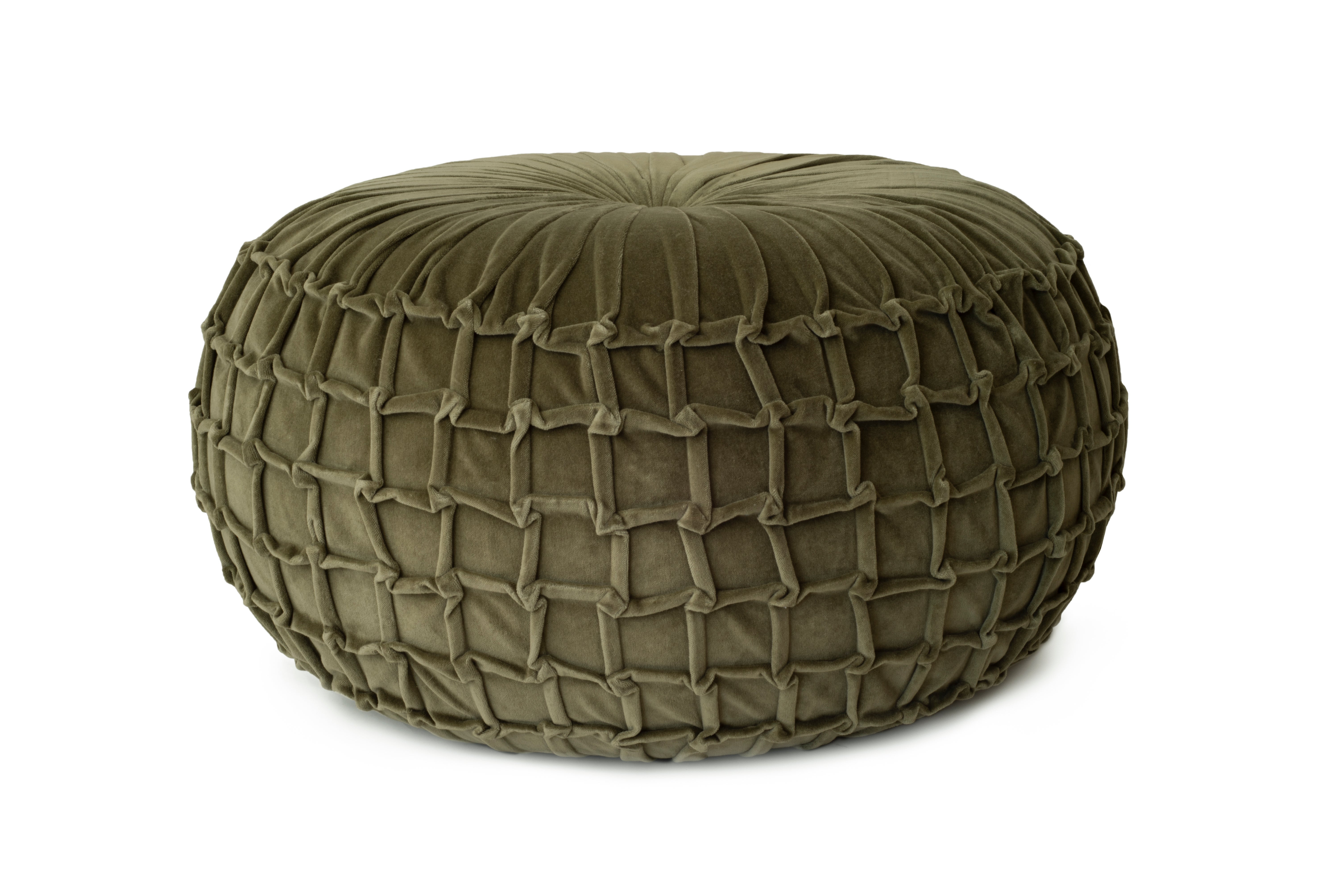 Puff decorativo velvet cuadros verde ø75x36 cm