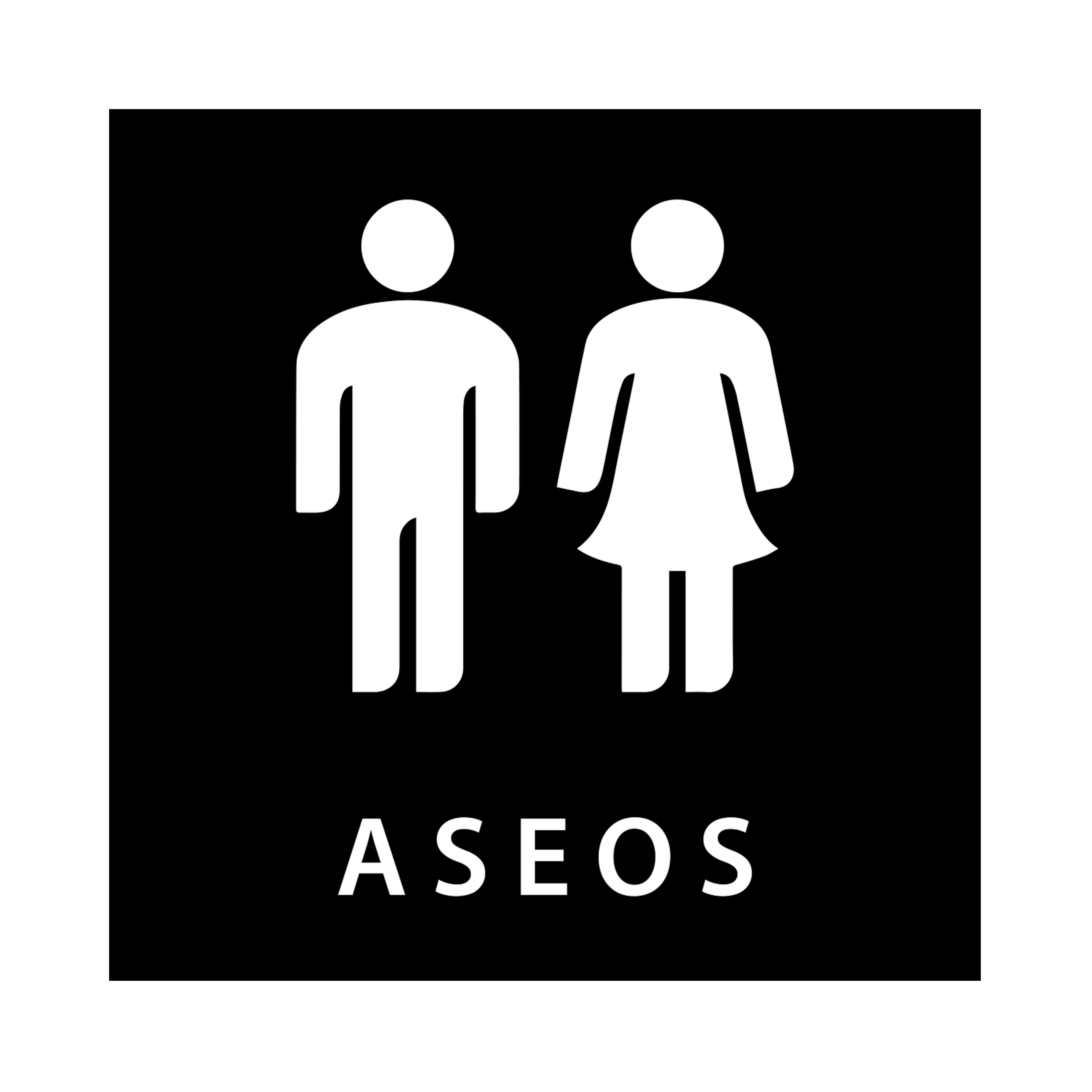 Placa pvc bicapa 9.7x9.7cm aseos