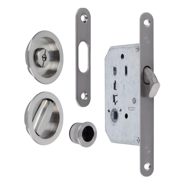 Kit puerta corredera con picaporte oval niquel
