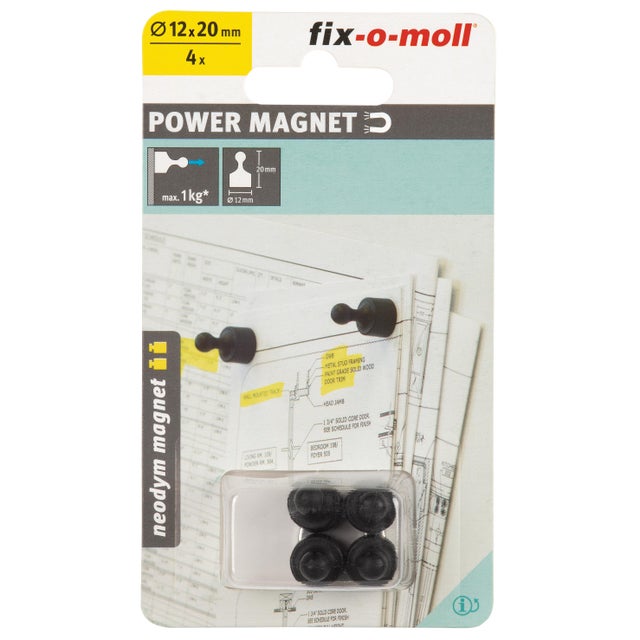 4 Ímanes com pega preto 12x20 mm 1 kg Fix-O-Moll