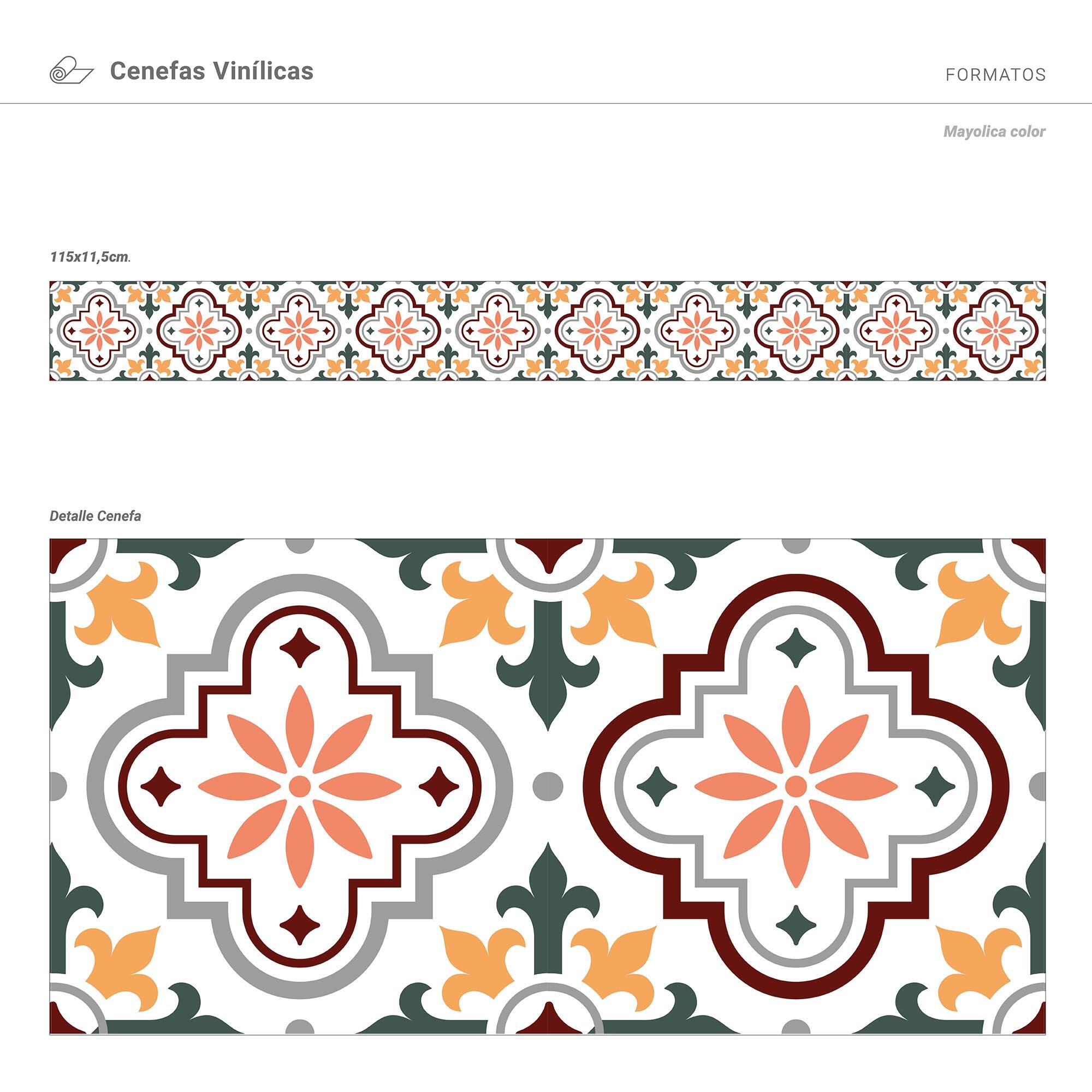 Cenefa adhesiva PVC lavable geométrico Mayólica rojo 300 cm x 3 m - 6