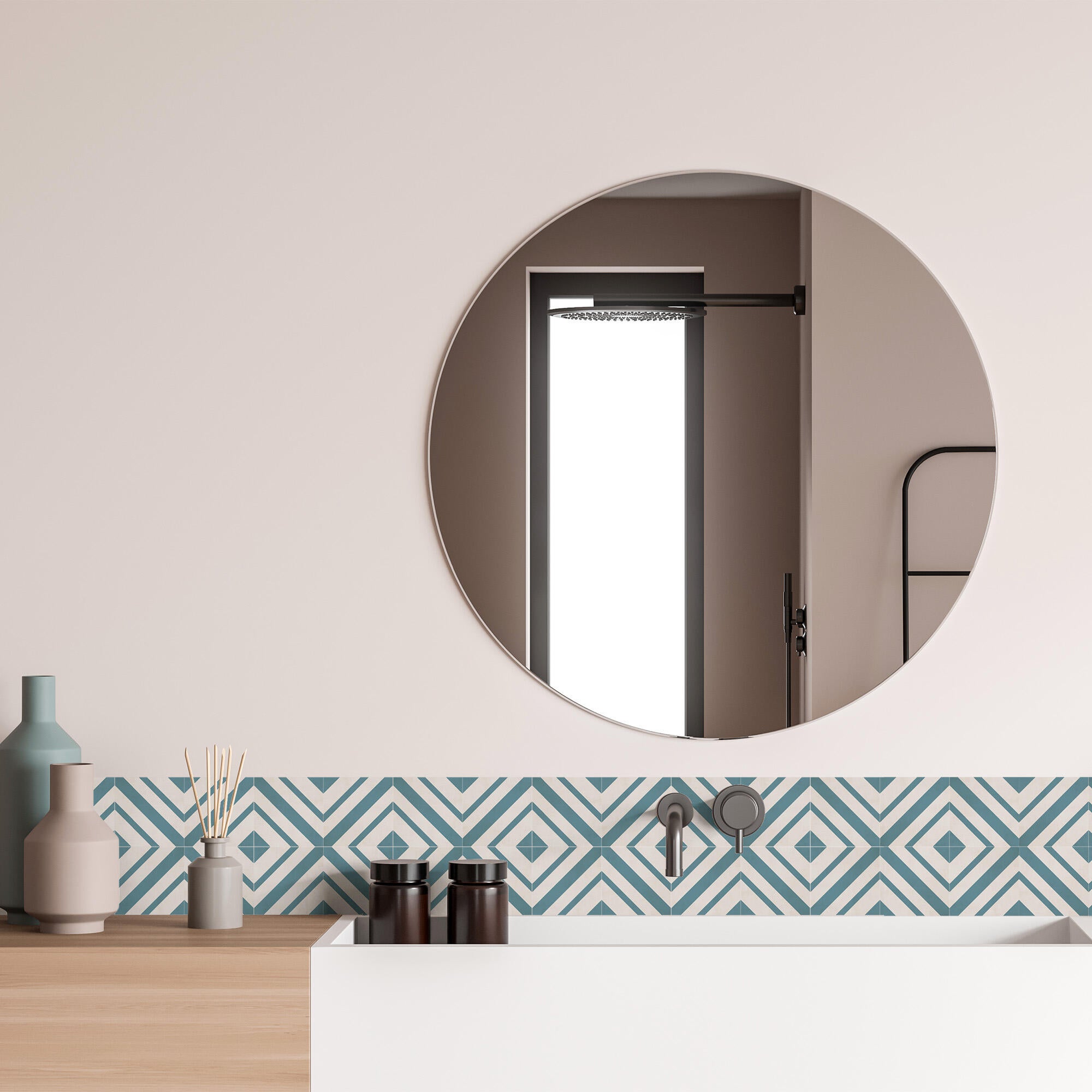 Cenefa adhesiva PVC lavable geométrico Moura multicolor 300 cm x 3 m - 2
