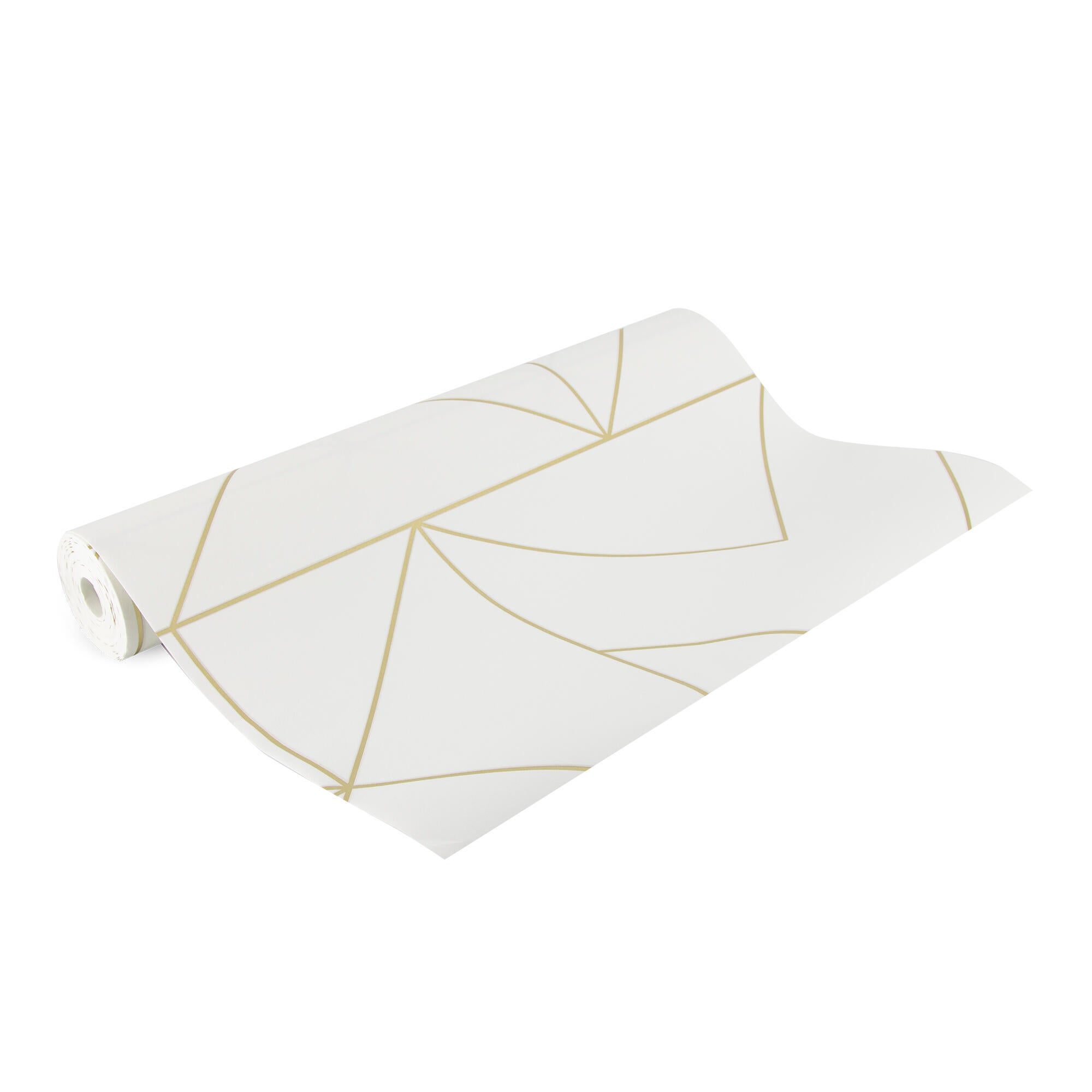 Papel pintado aspecto texturizado geométrico Gold blanco - 4