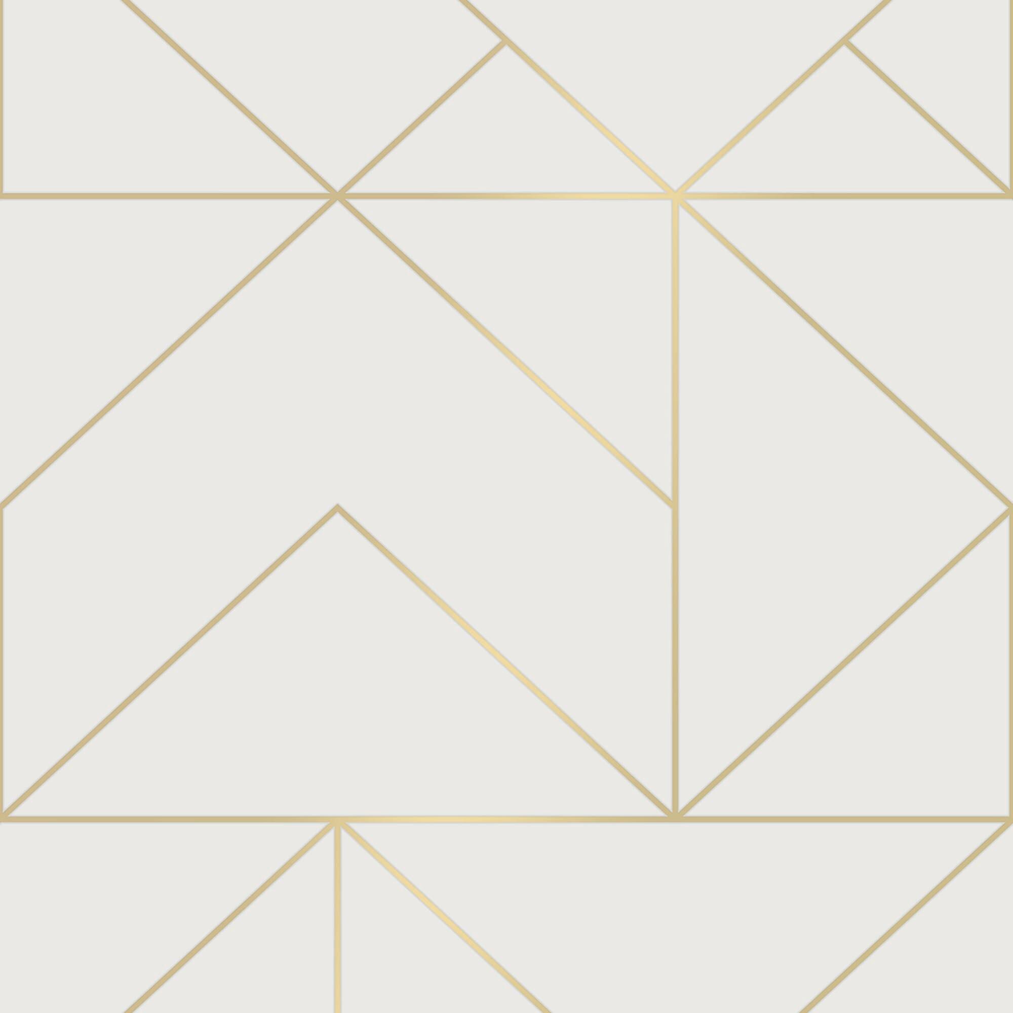 Papel pintado aspecto texturizado geométrico Gold blanco - 5