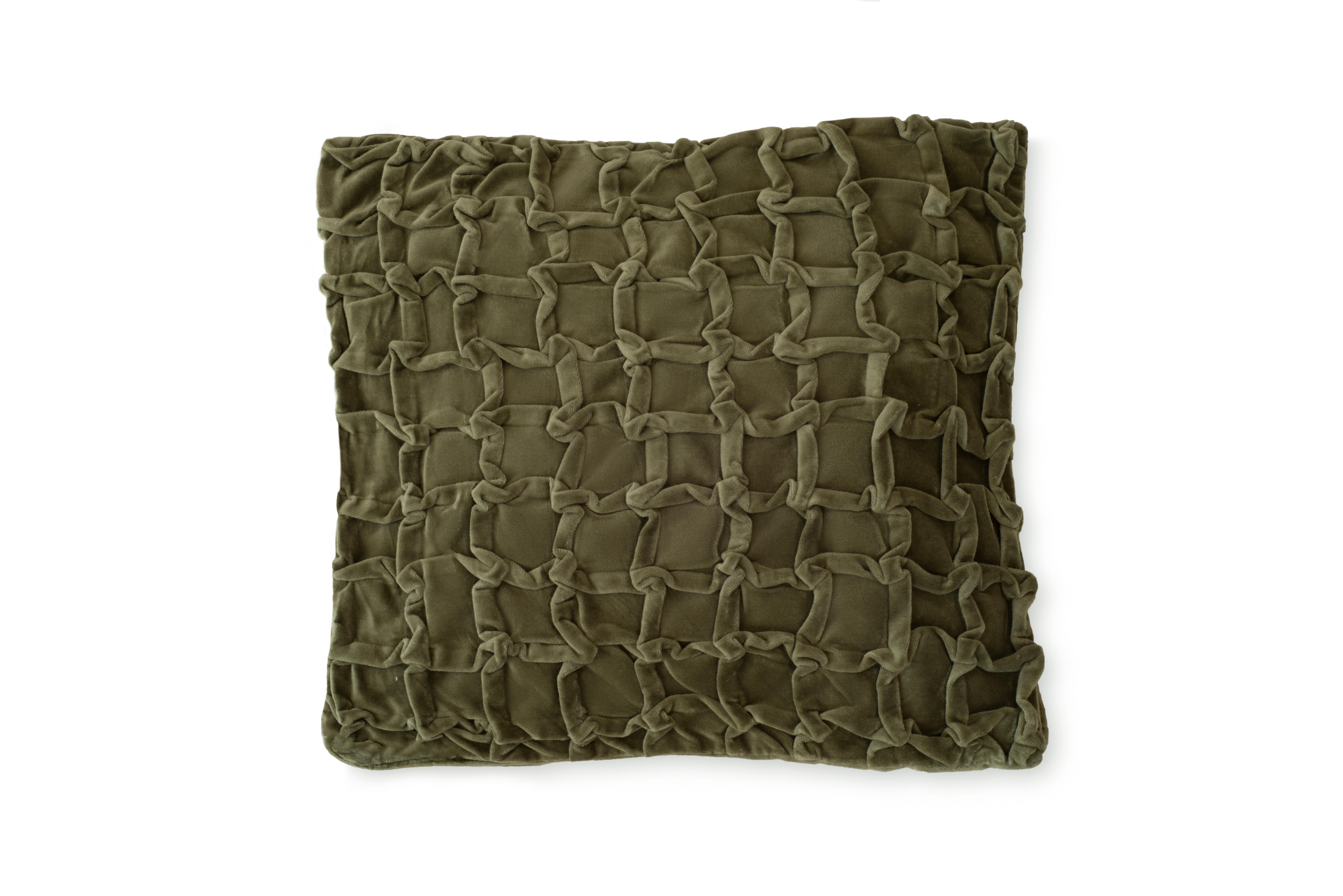 Cojín velvet cuadros verde 45x45 cm