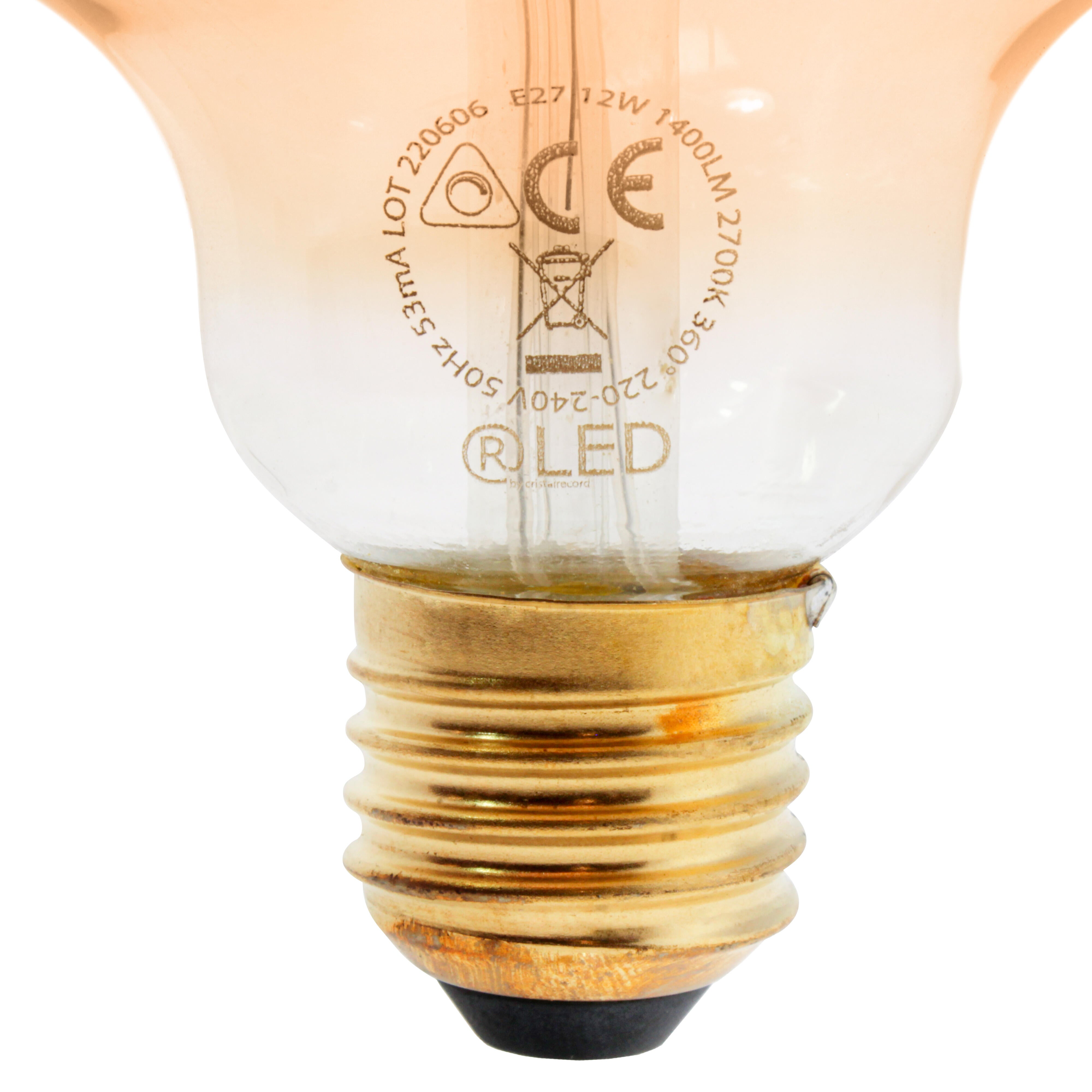 Bombilla decorativa LED E27 forma globo 1400 lúmenes 12W color de la luz blanco cálido 2700K CRI 89-80 luz natural y fiel clase energética E - 6