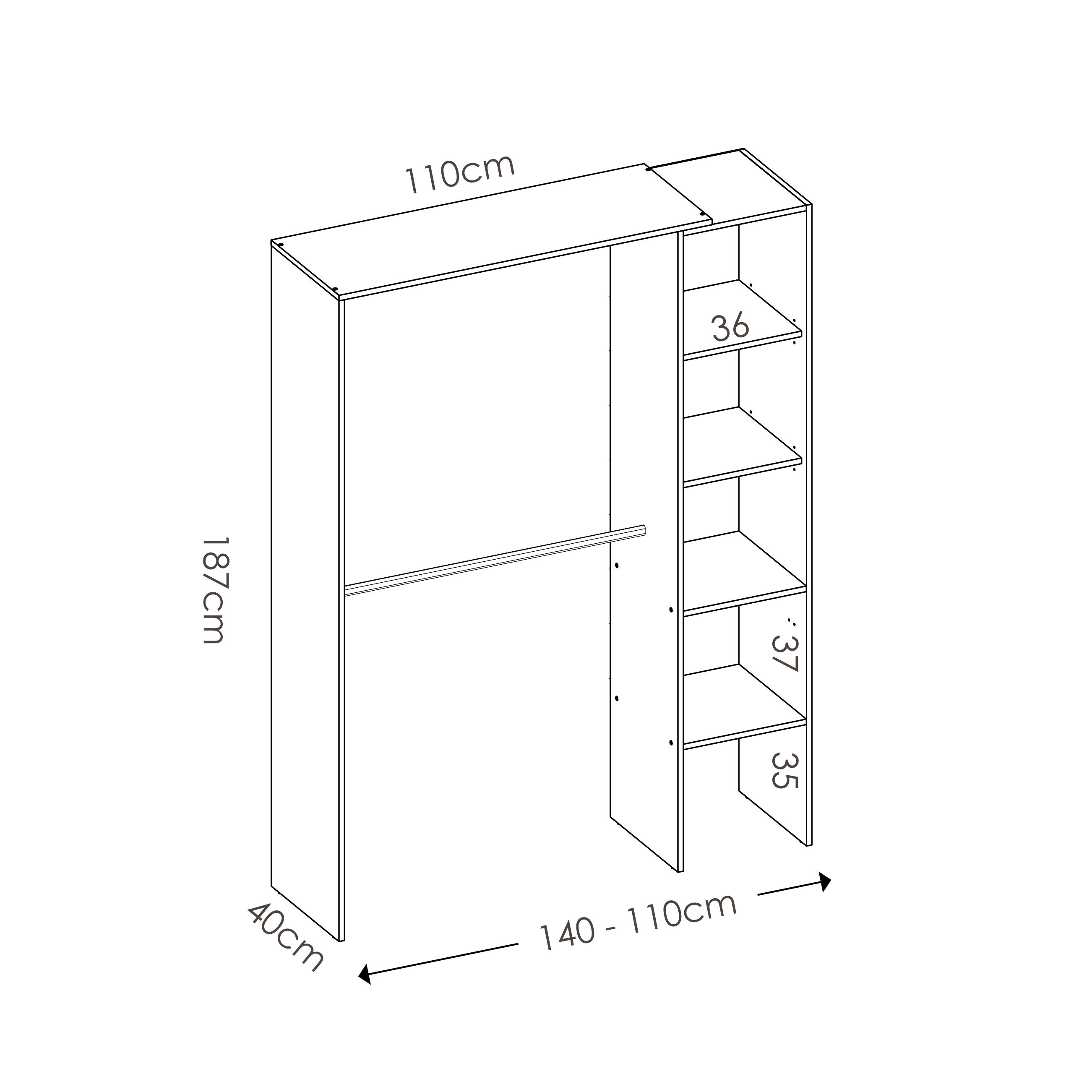 Kit vestidor SUIT 140x187x40cm con 4 baldas blanco - 2