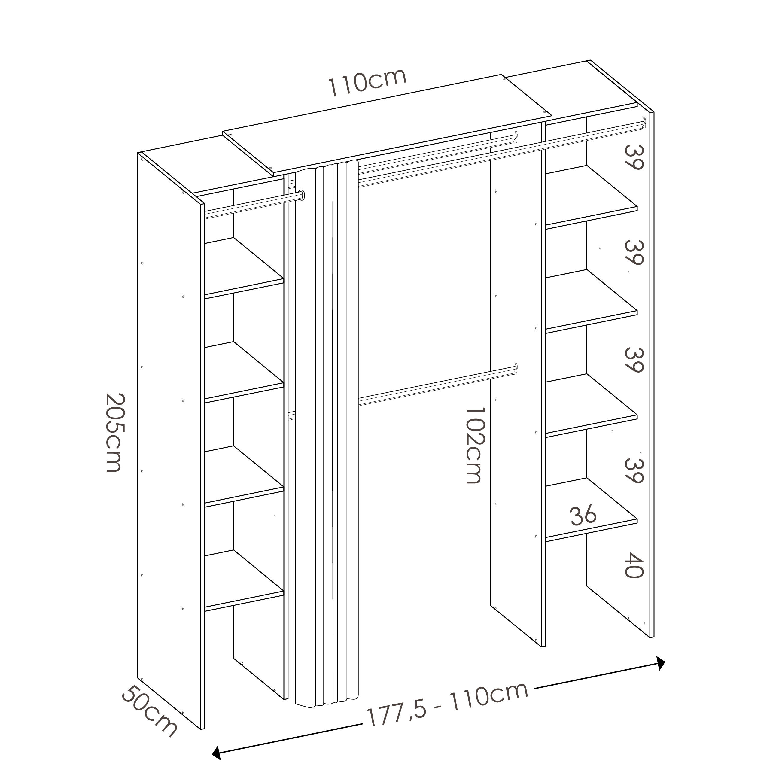 Kit vestidor SUIT 180x205x50cm con 10 baldas blanco - 2