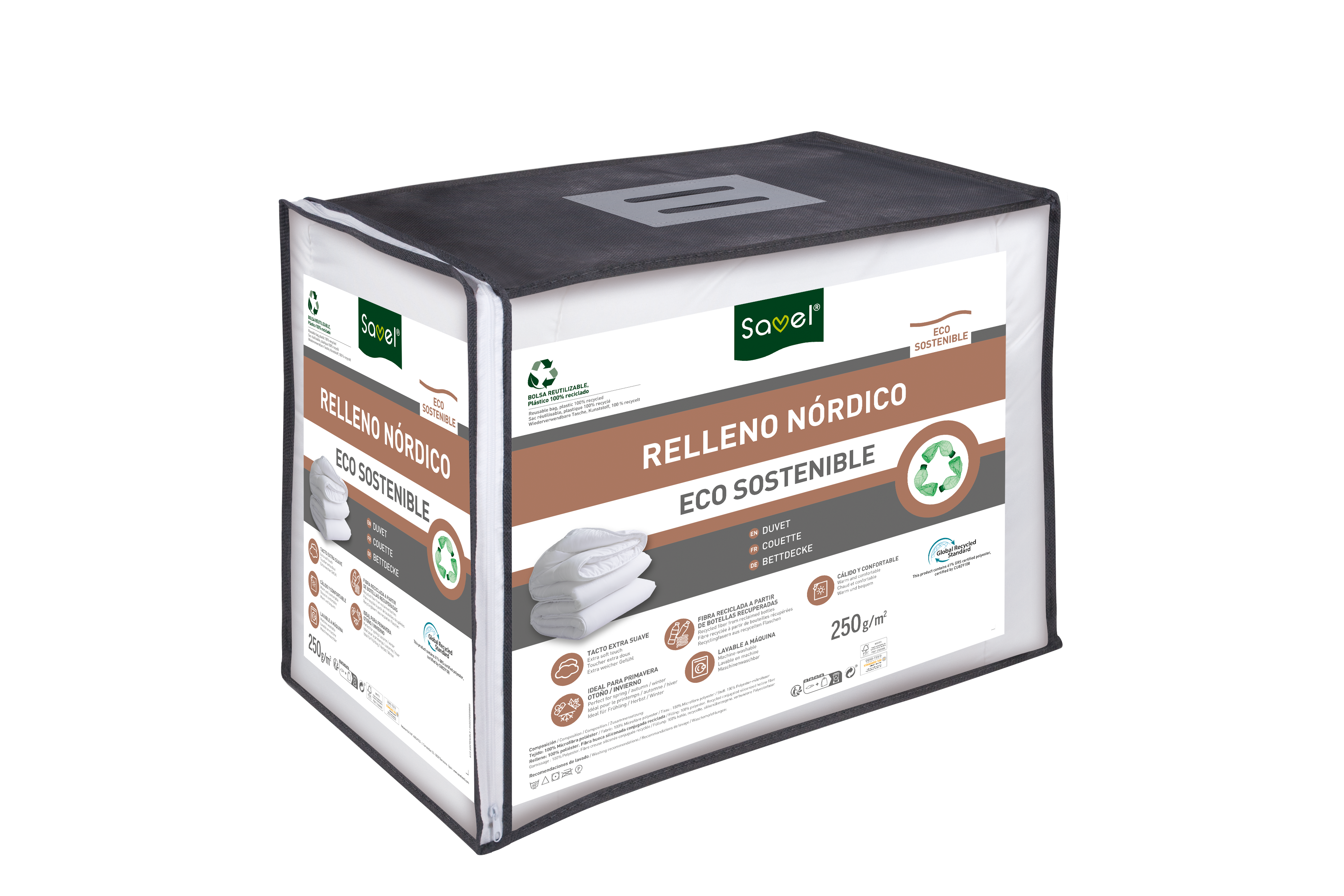 Relleno nórdico Eco SAVEL blanco fibra hueca 250 gramos para cama de 150 cm 240x220 cm - 13