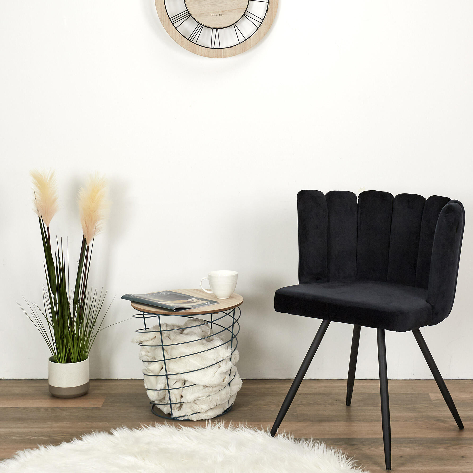 Mesa auxiliar cyclone redonda de mdf color azul de 40x40x40cm