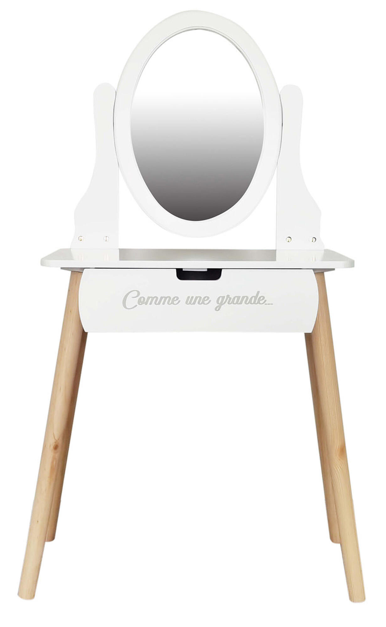 Mesa tocador rectangular de mdf blanca con espejo de 30x30x55cm