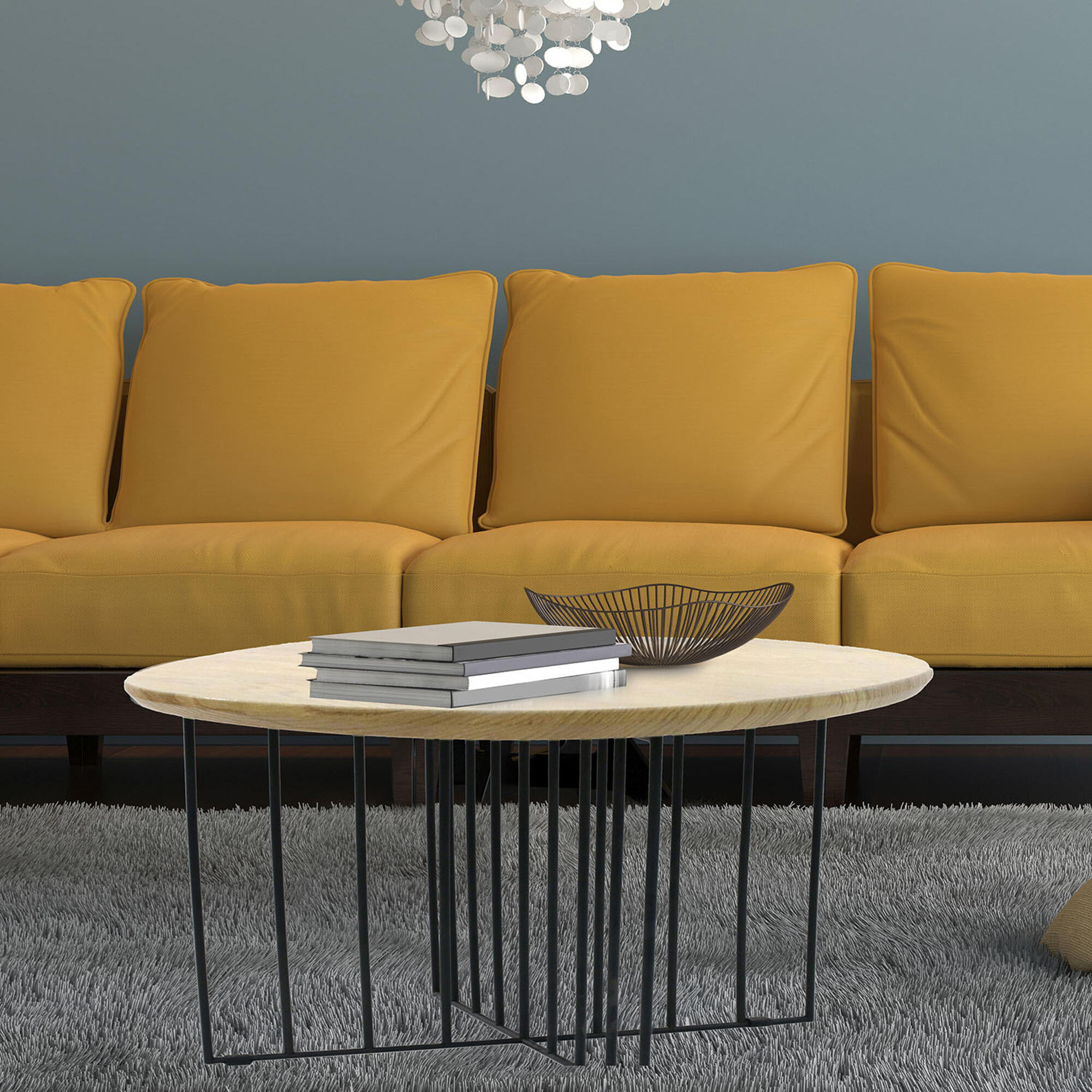 Mesa de centro maverick redonda de mdf color negro de 70x70x70cm
