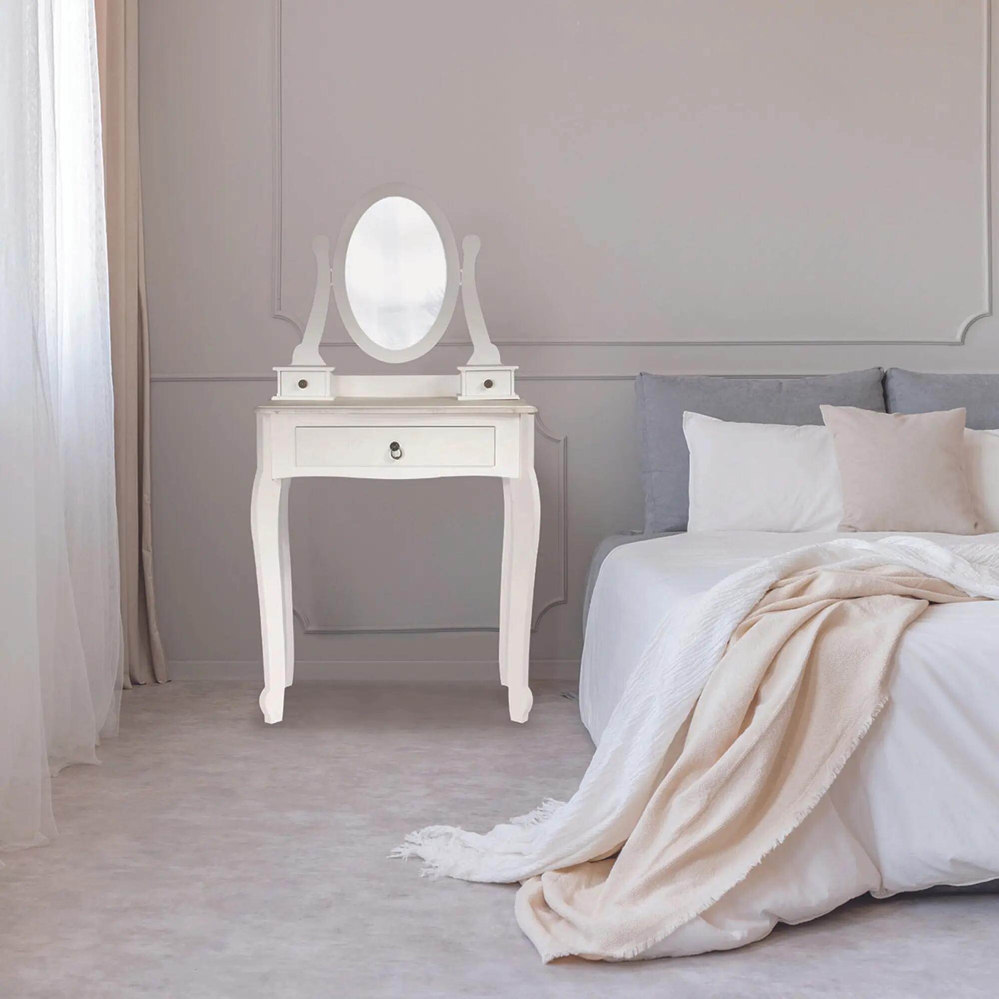 Maison Exclusive Espejo con joyero de pared blanco 37,5x10x106 cm
