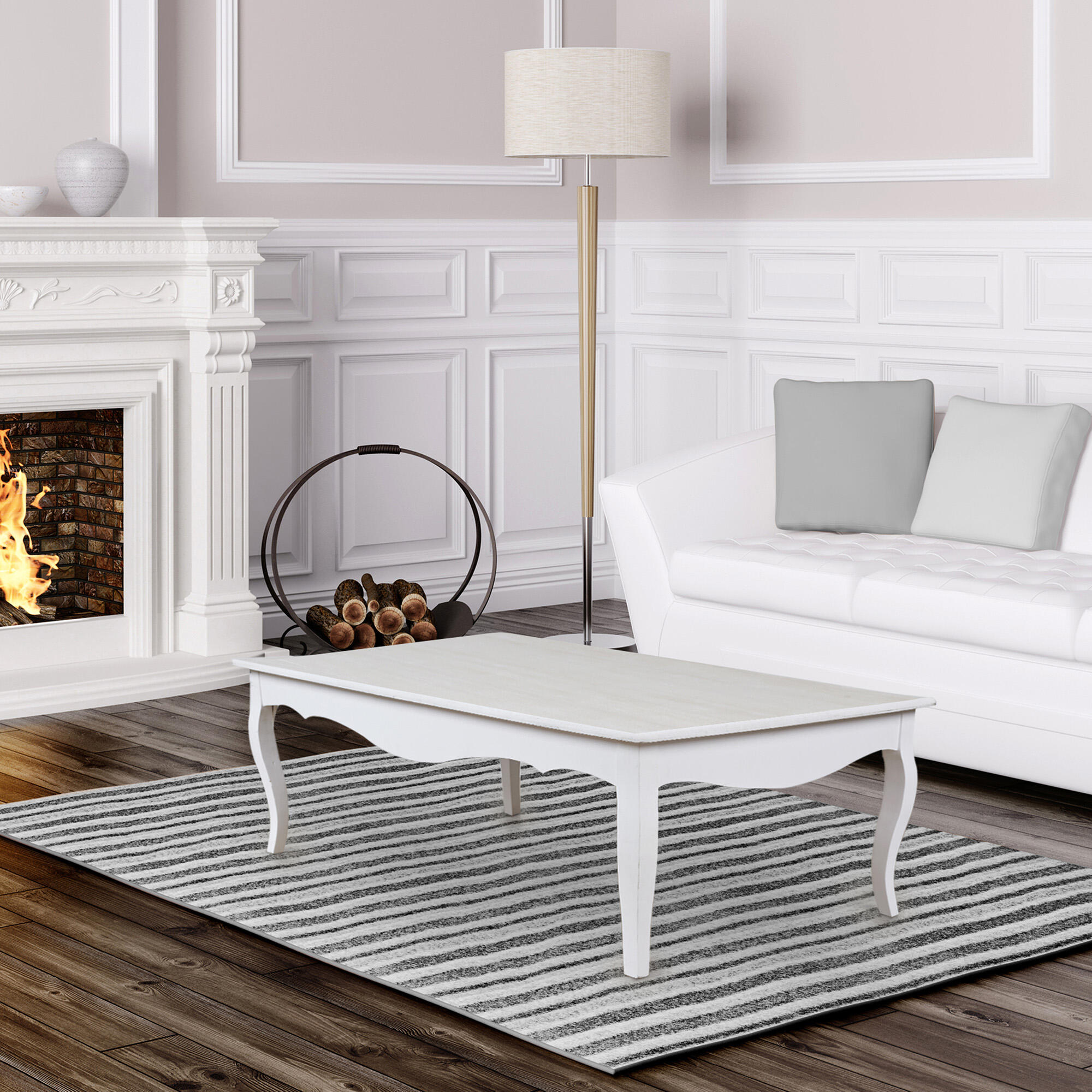 Mesa de centro rectangular de mdf color blanco de 78x78x118cm