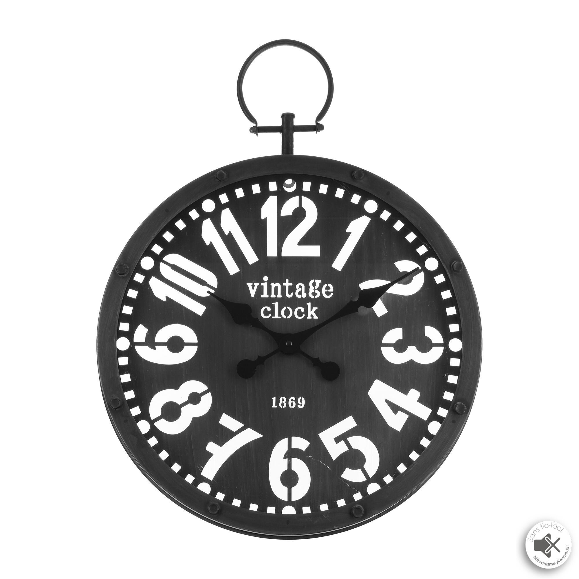 Reloj de pared redondo negro gousset de 45 cm
