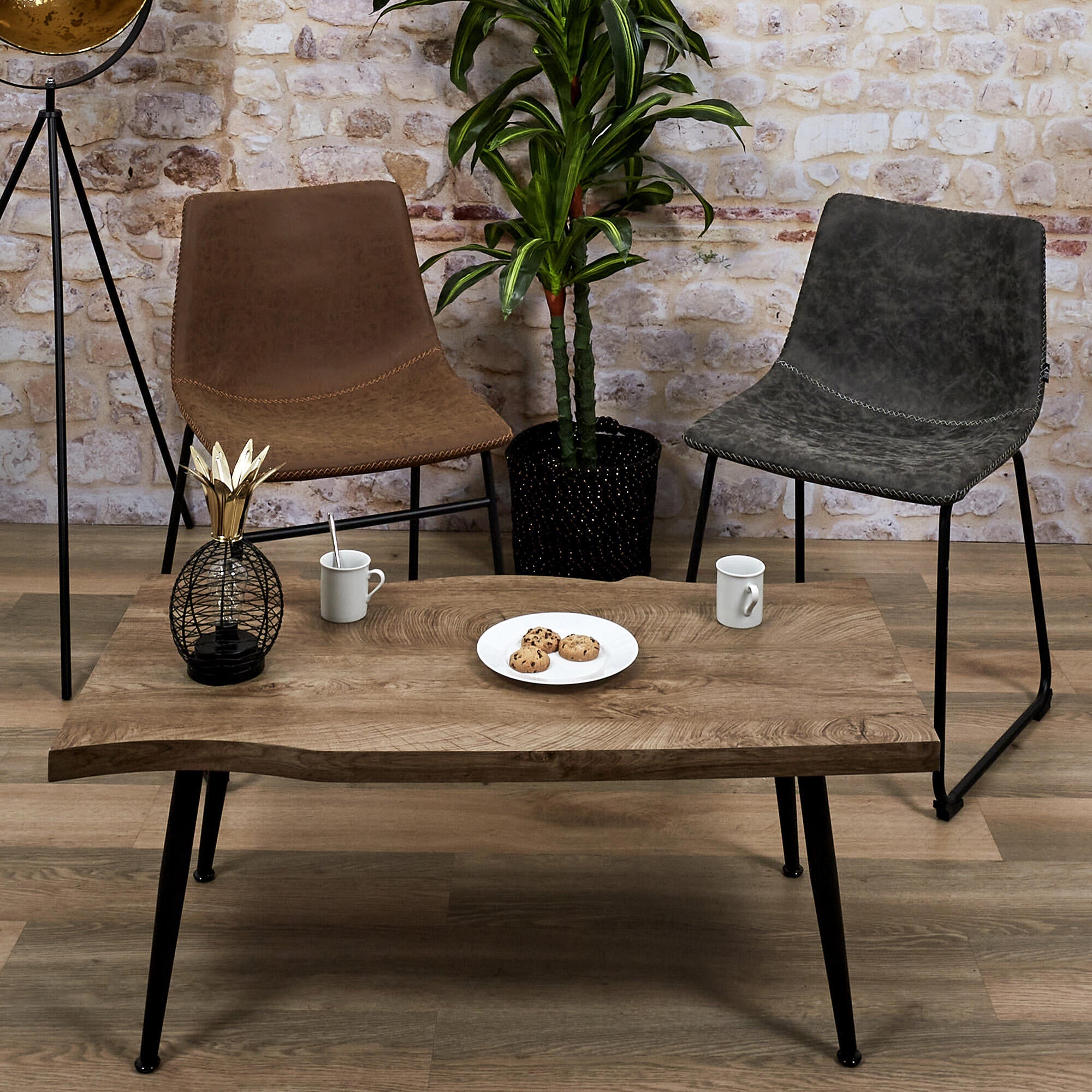 Mesa de centro forest rectangular de mdf negro de 49x49x100cm