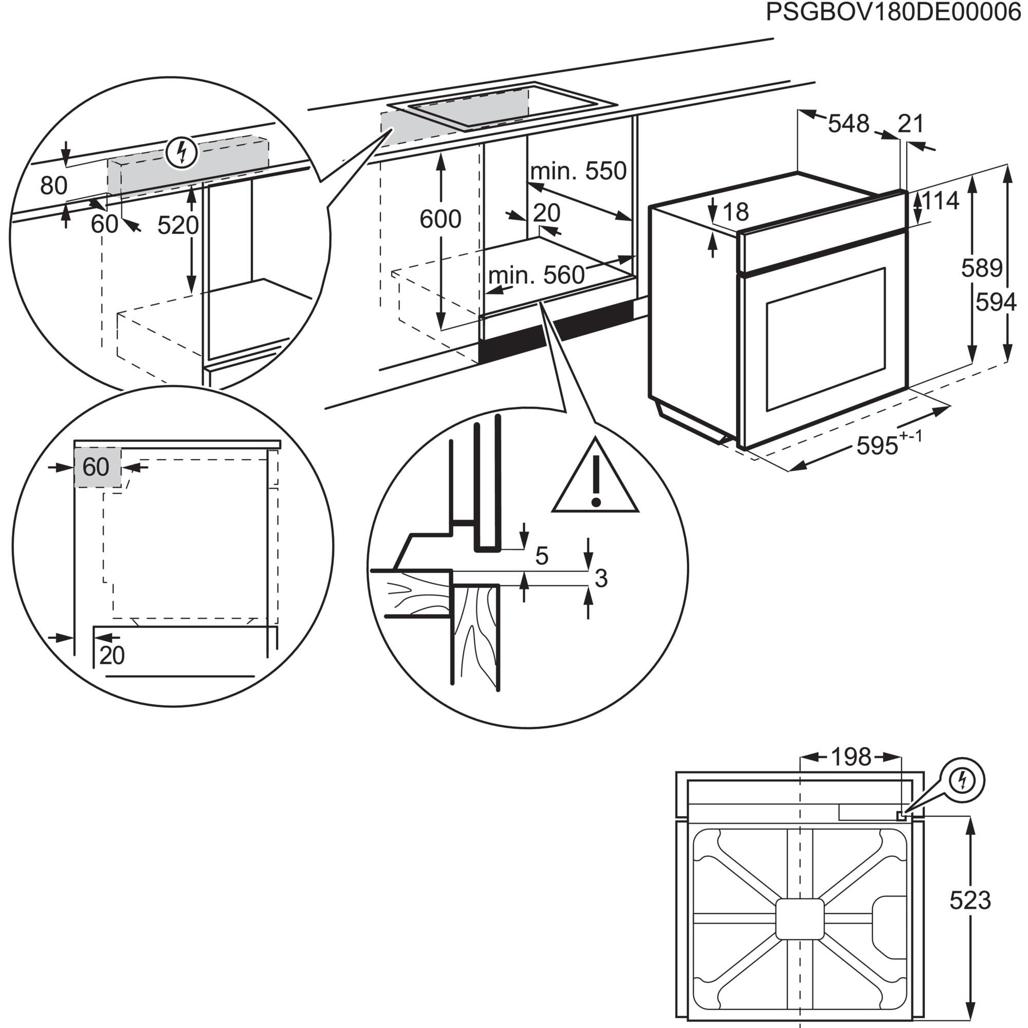 Horno ELECTROLUX EOH3H54X multifunción 72L Aqualisis inox Clase A+ - 9