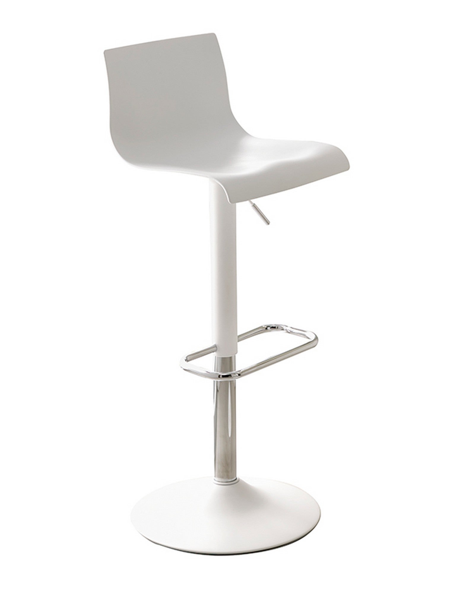 Taburete nico de estructura metal con respaldo y asiento blanco de 45 cm