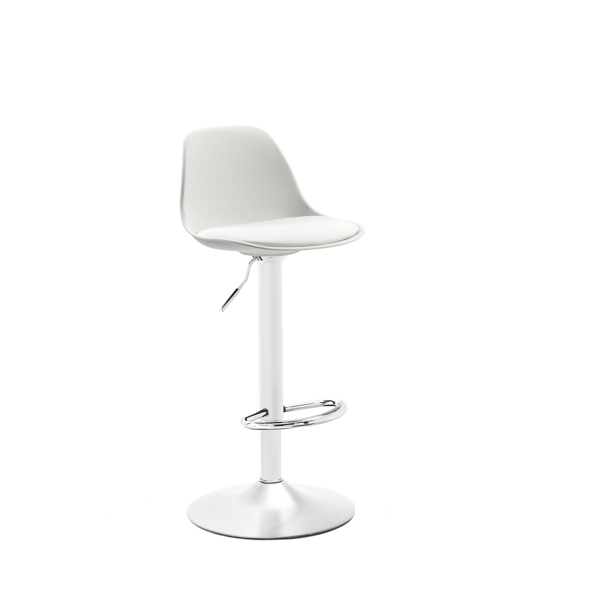 Taburete marco de estructura metal con respaldo y asiento blanco de 45 cm