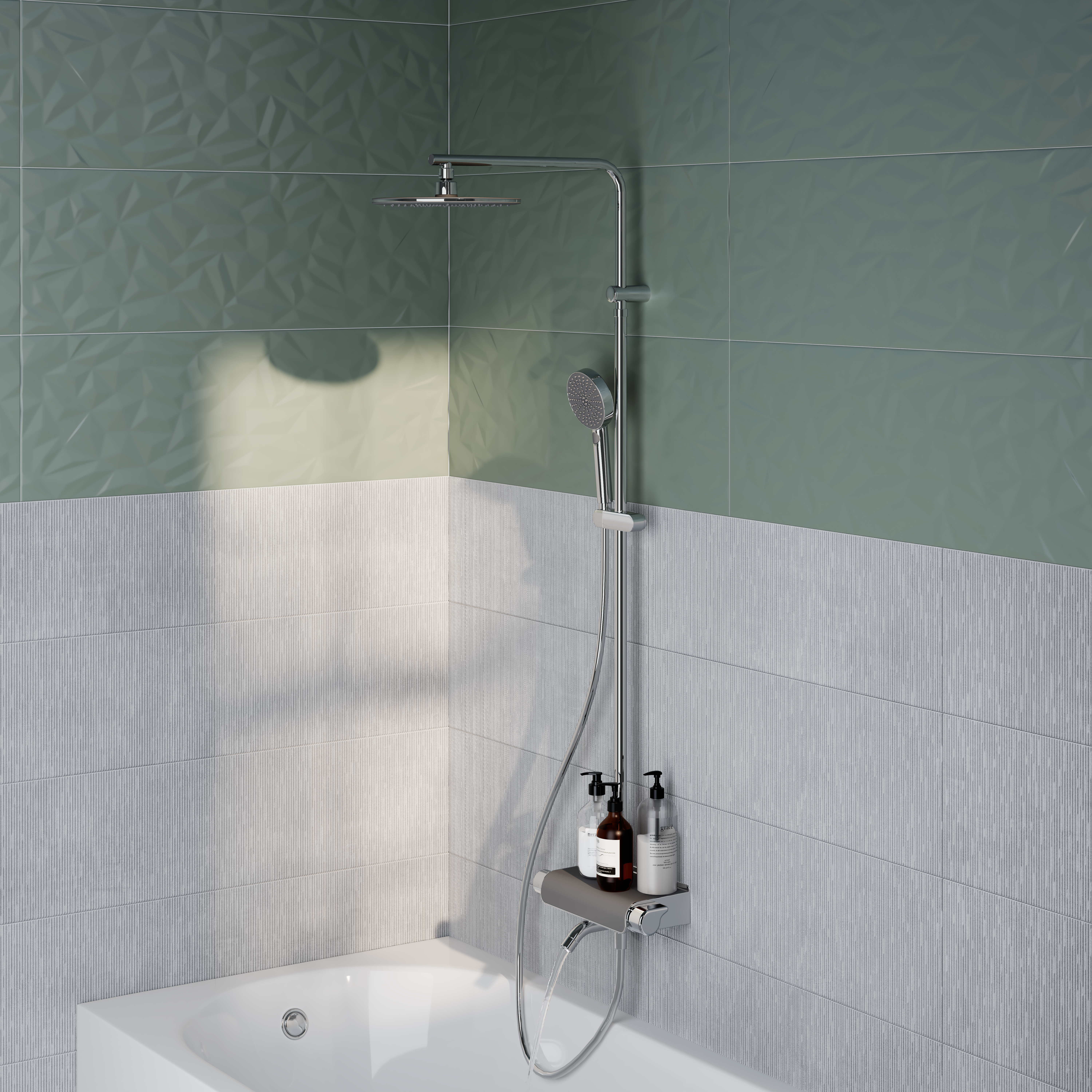 Colonne de douche et bain thermostatique, SENSEA Easy, Chrome - 3