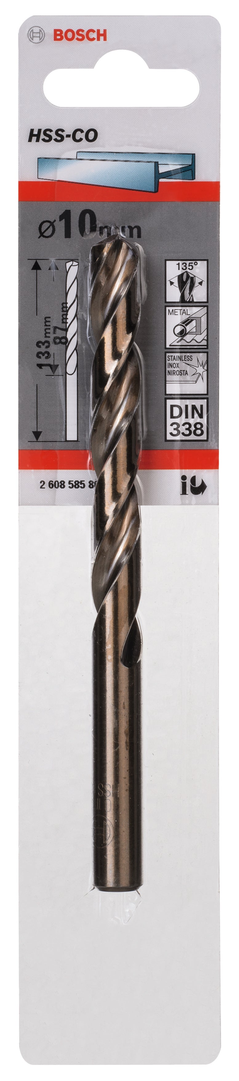 Broca para metal ø 10 x l. 133 mm bosch hss-co din338
