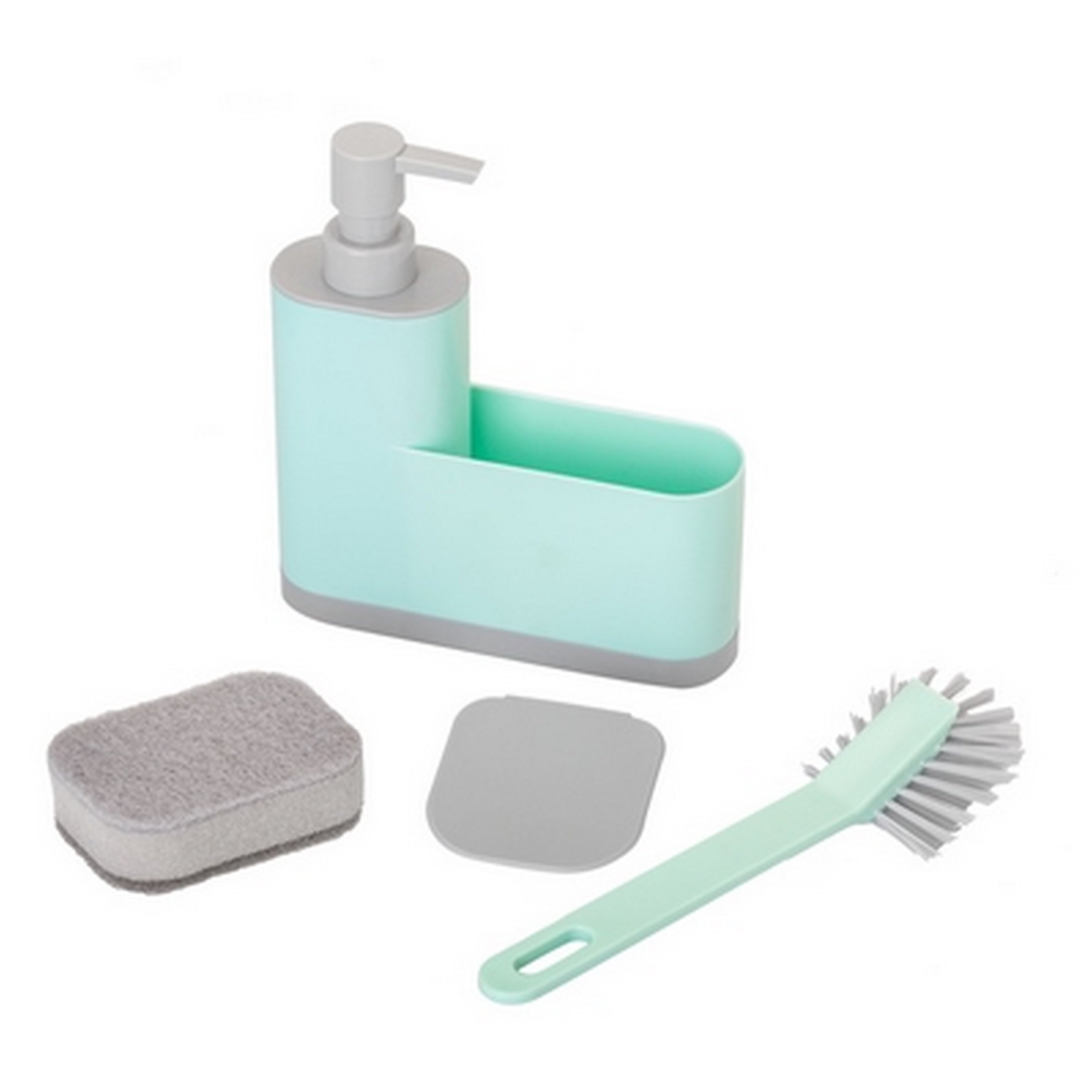 Conjunto doseador com porta-esponjas VIGAR 4 PEÇAS AZUL/CINZA - 2