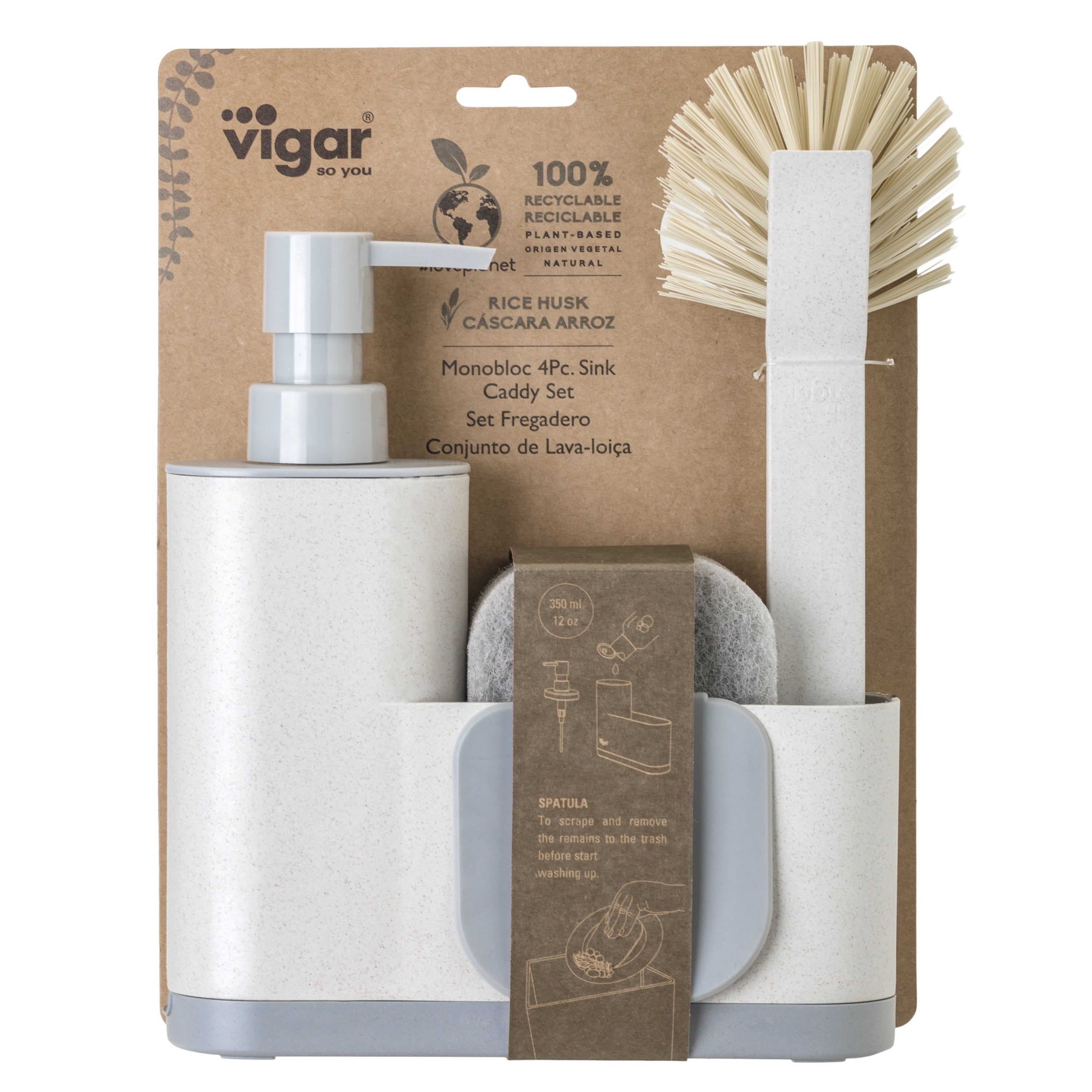 Conjunto doseador com porta-esponjas VIGAR 4 PEÇAS BRANCO/AZUL - 5