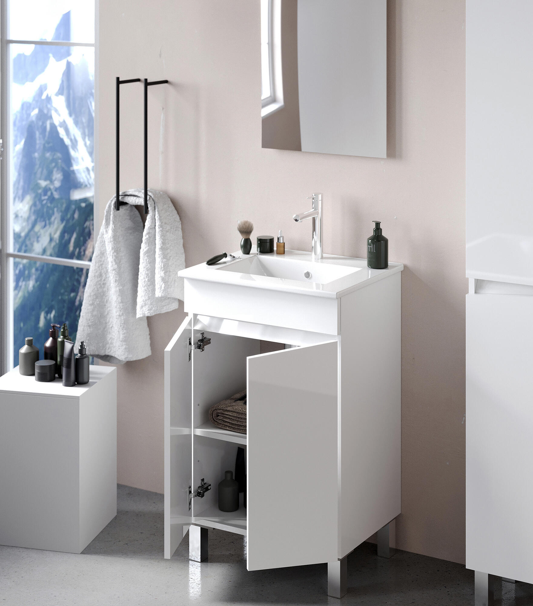 Conjunto de móvel com lavatório chão 49x40x81cm branco AML Key - 2