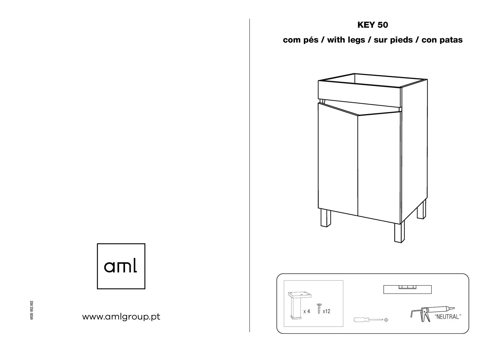 Conjunto de móvel com lavatório chão 49x40x81cm branco AML Key - 5