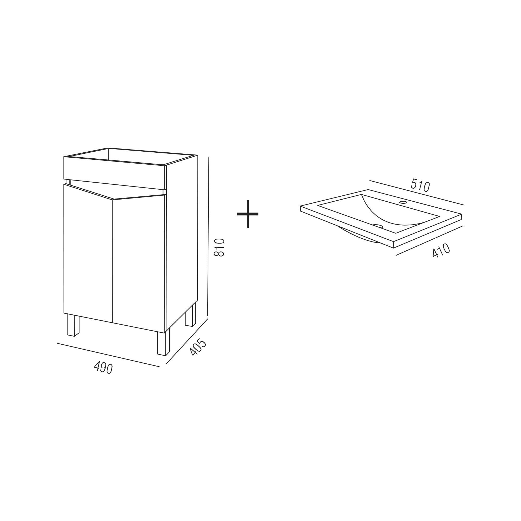 Conjunto de móvel com lavatório chão 49x40x81cm branco AML Key - 4