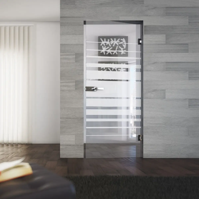 Porta battente Bora Horizon trasparente e satinato L 70 x H 210 cm reversibile