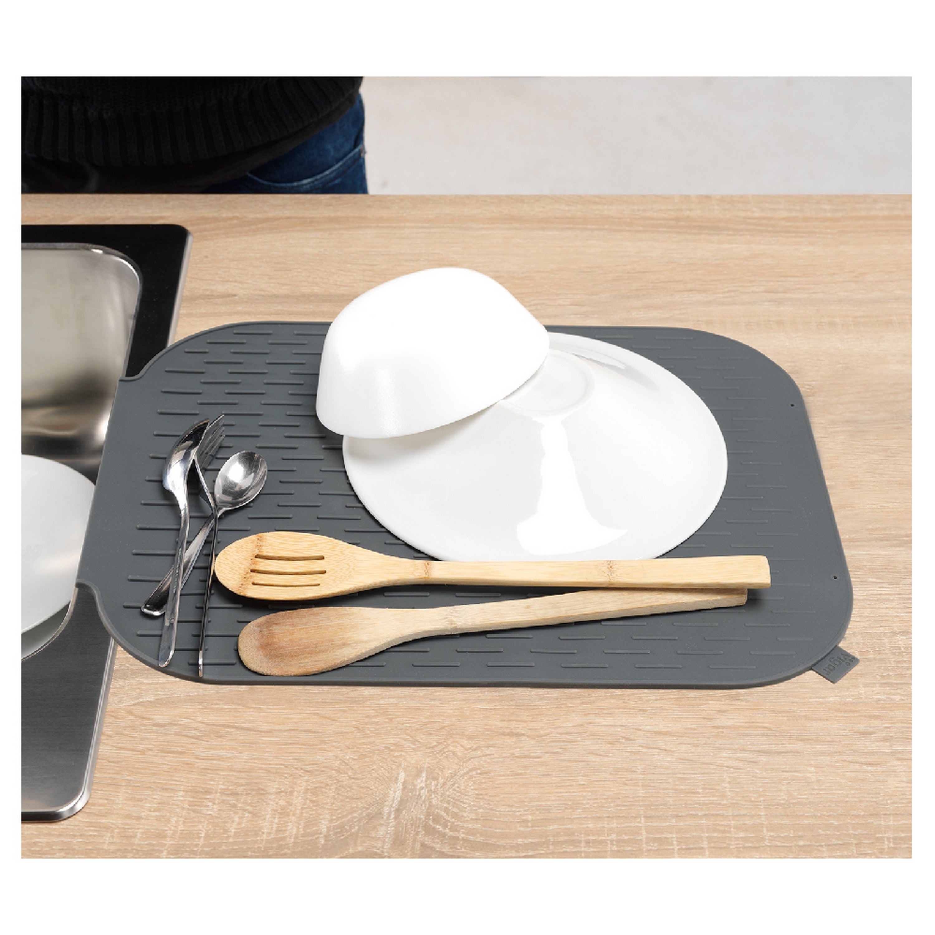 Tapete para lava-louça silicone 43X33 cm cinza - 3