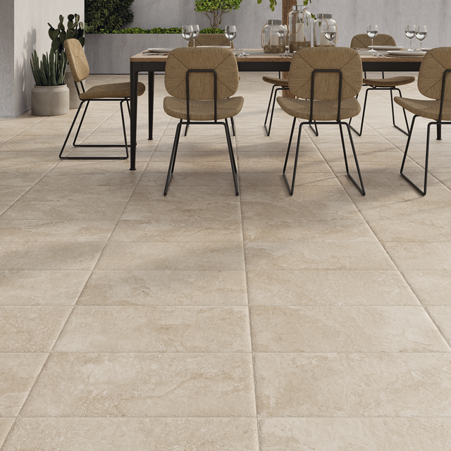 Carrelage sol extérieur effet pierre beige Lakos l.30 x L.60 cm x Ep.8.7 mm ARTE