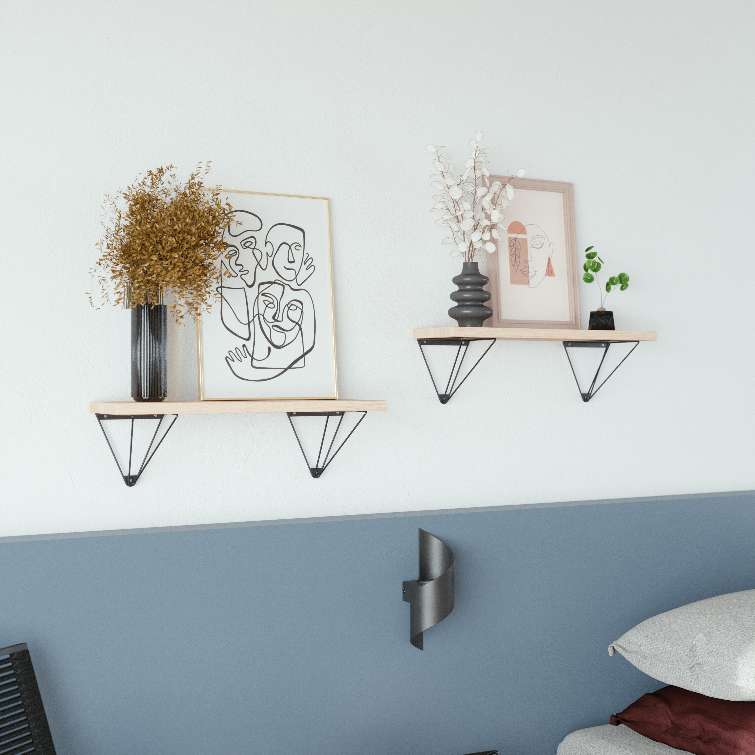 Lot de 2 équerres Ply wood acier peint noir, H.15 x P.15 cm - 2