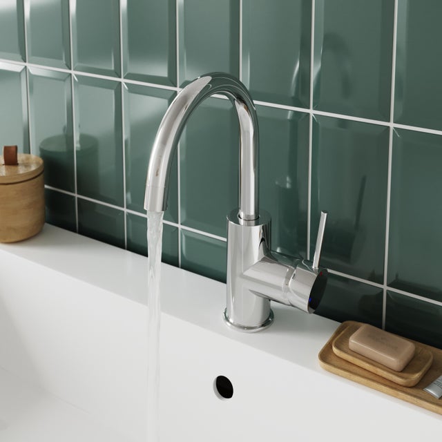 Mitigeur de lavabo bec pivotant 360° chrome, Loa, SENSEA
