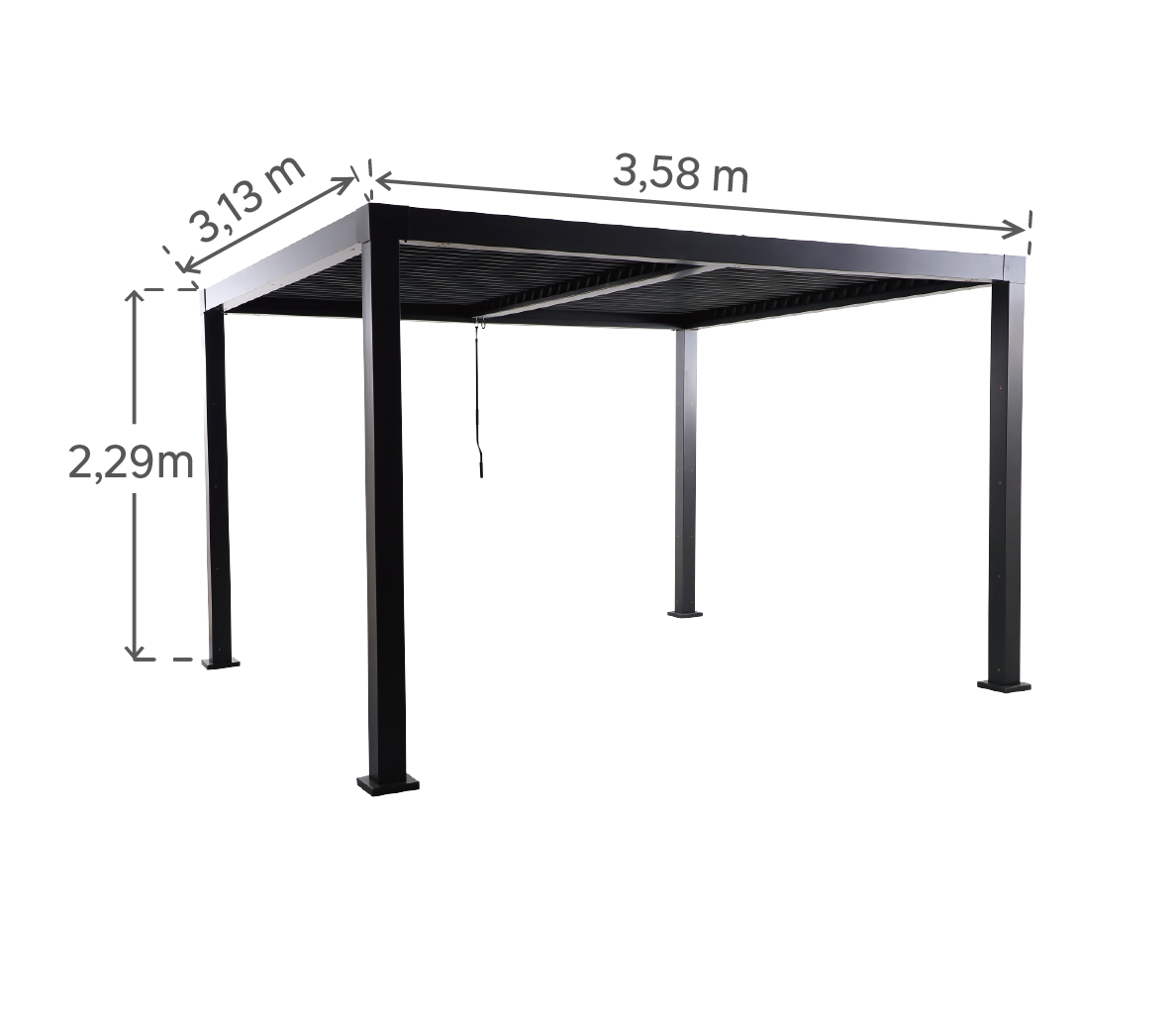 Pergola bioclimatique autoportante NATERIAL Clima alu gris anthracite, 9.69 m² - 6