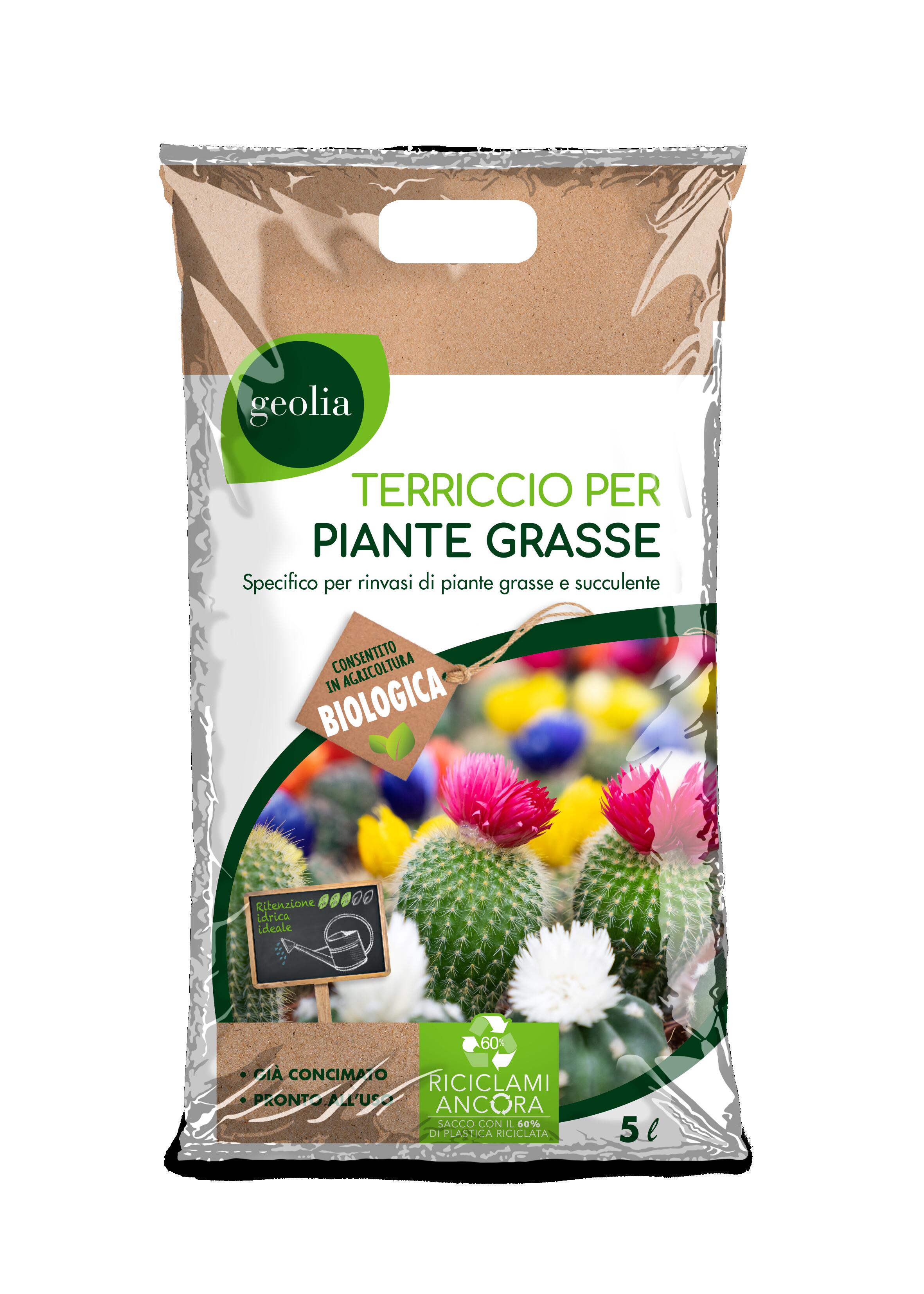 Terriccio Specifico Per Piante Grasse E Succulente, Confezione Da 5 Litri, Pronto All'uso