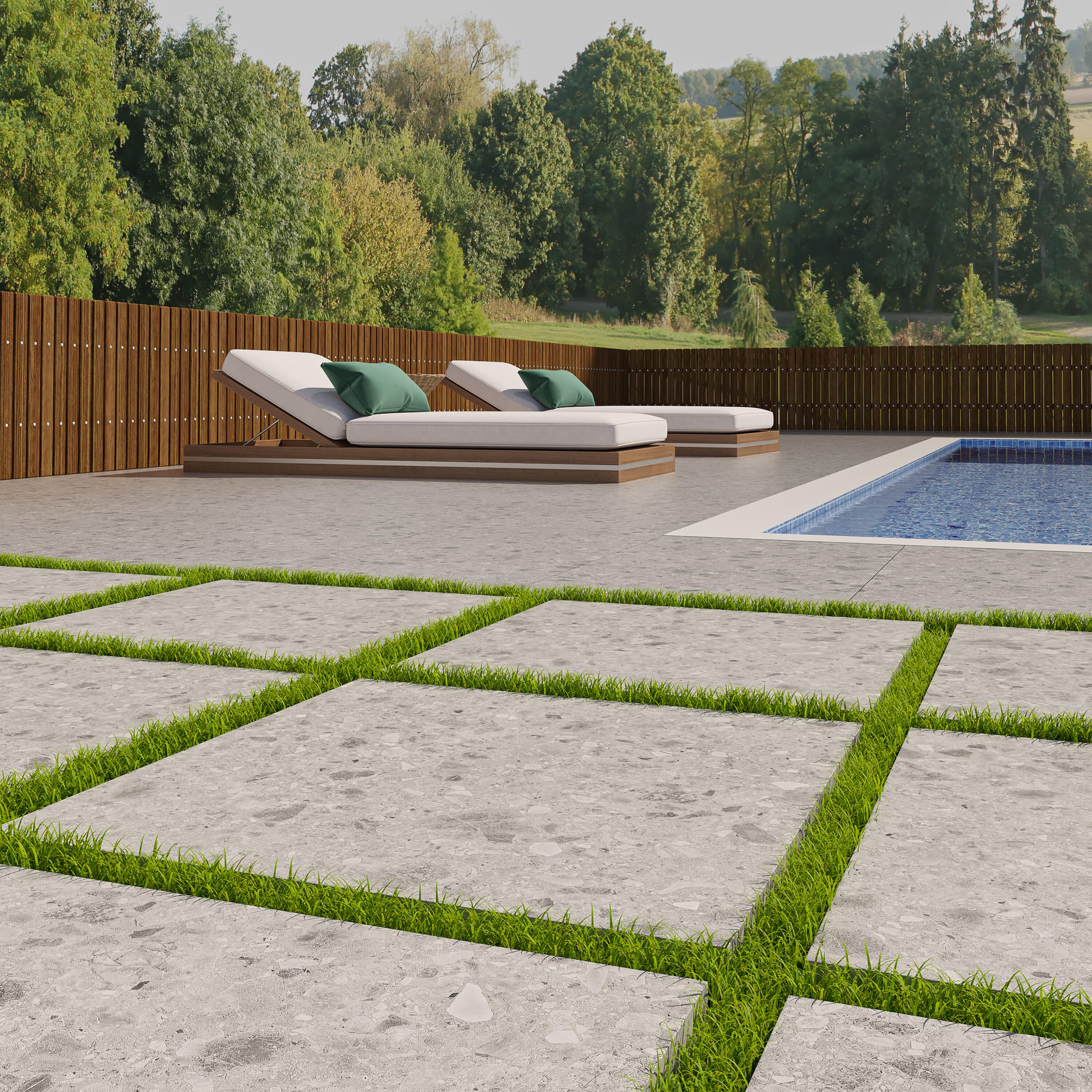 Suelo porcelánico efecto terrazo silver 60.5x60.5x2 cm c3 artens
