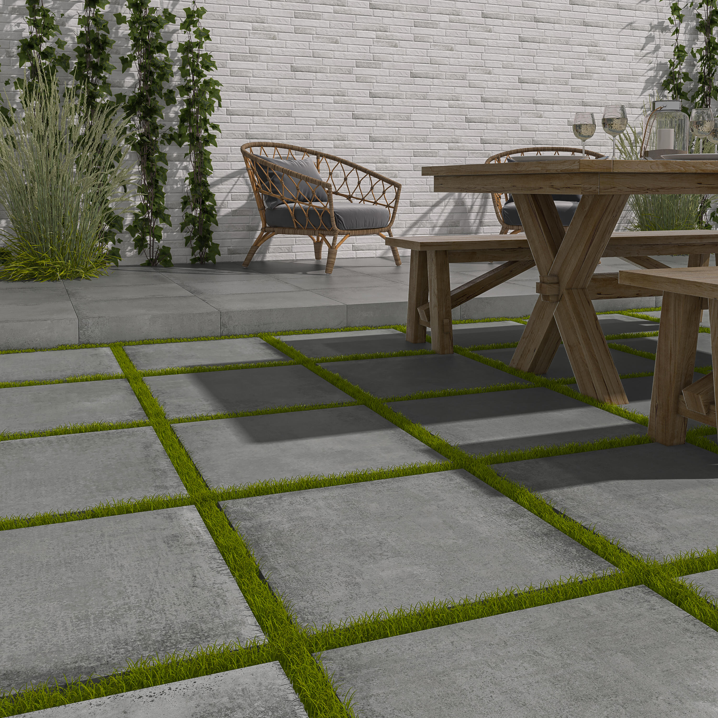 Lot de 2 dalles MANAA grès cérame effet béton ARTENS l.60 x L.60 cm x Ep.20mm - 3