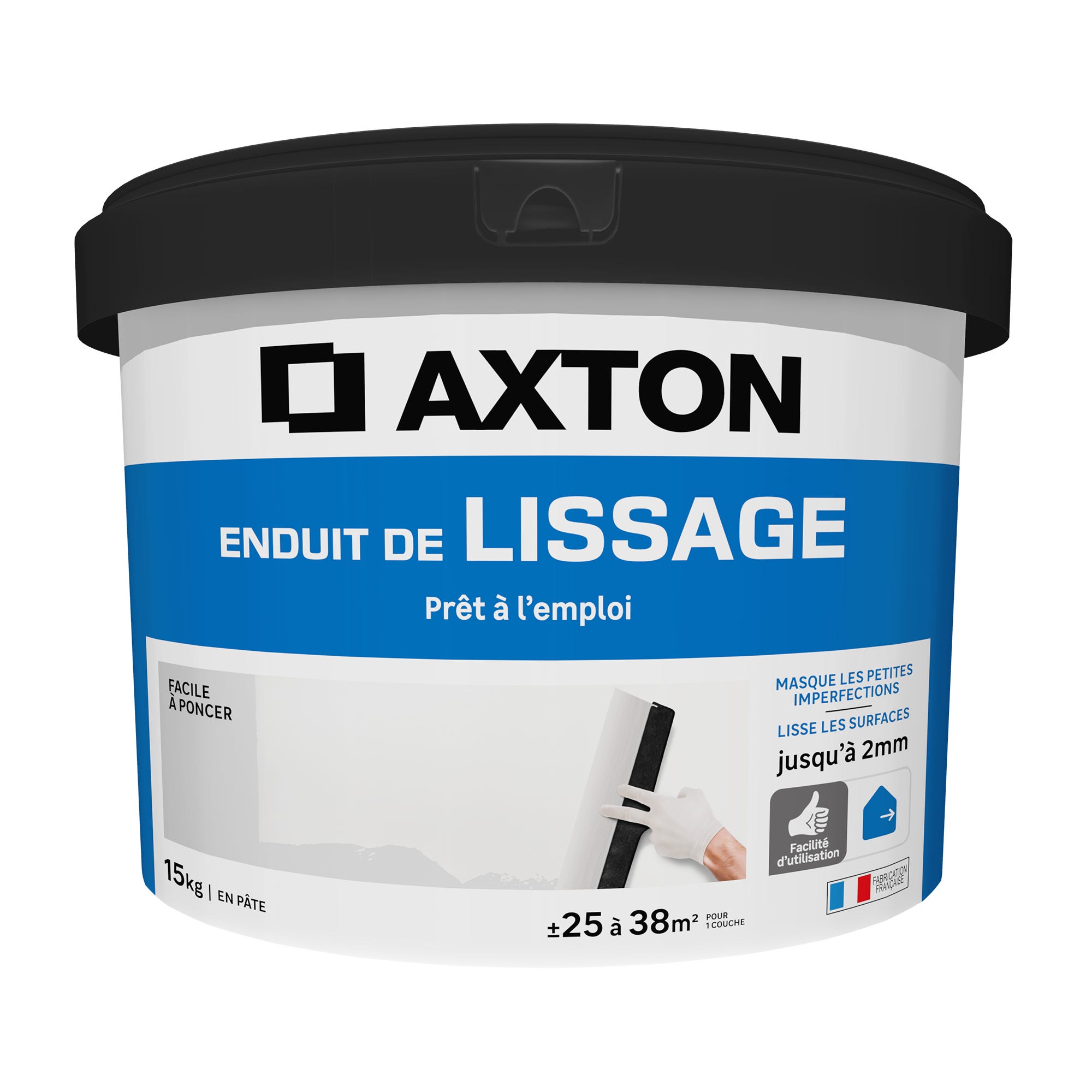 Enduit de lissage en pâte Prêt à l'emploi AXTON blanc 15 kg | Leroy Merlin