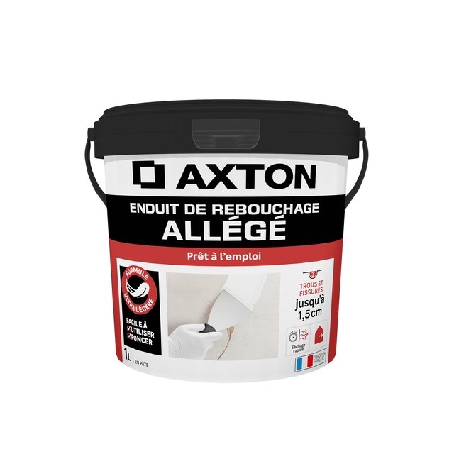 Enduit de rebouchage pâte allégée , AXTON blanc 1L
