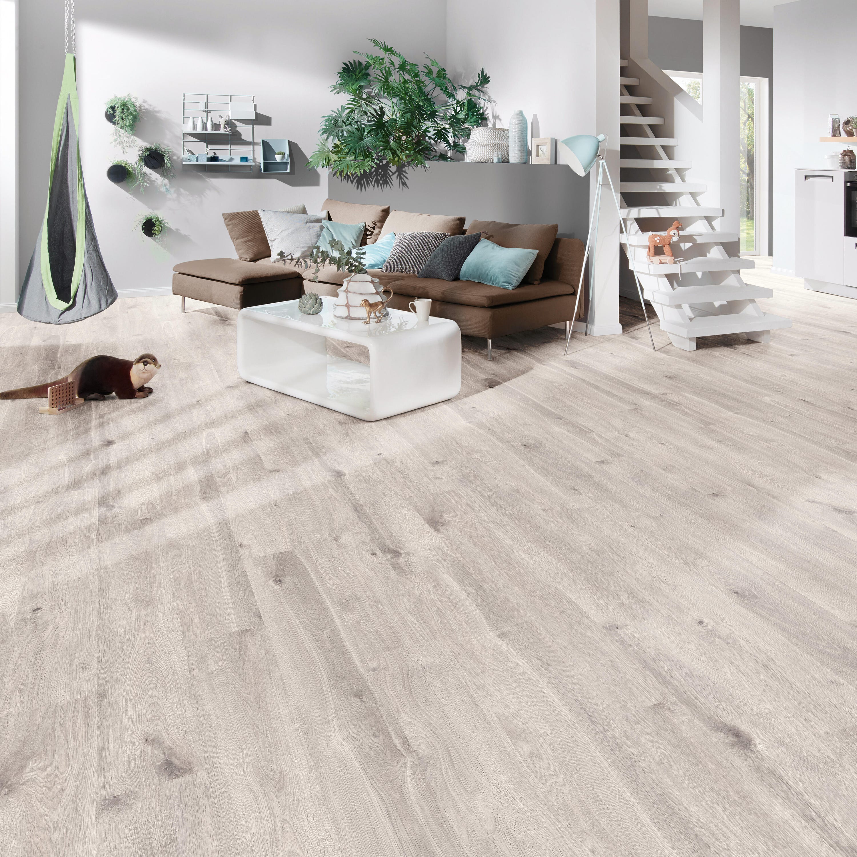 Suelo laminado forte 8mm Finlay efecto madera gris AC4 GR116 ARTENS ...