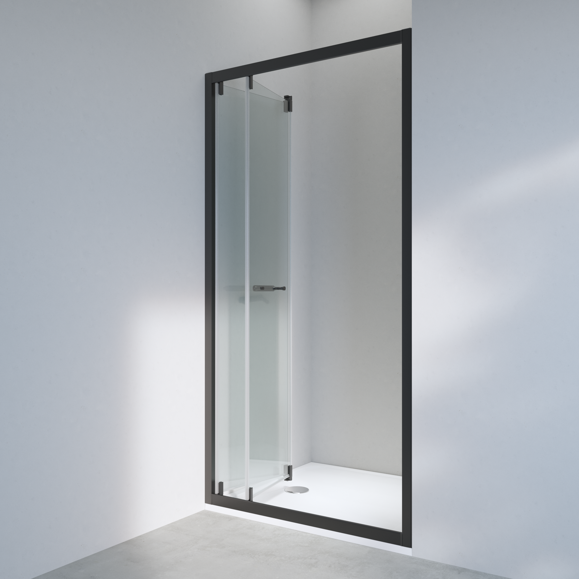 Mampara de ducha frontal plegable serigrafiada easy perfil negro (98.5-101.5)x190 cm