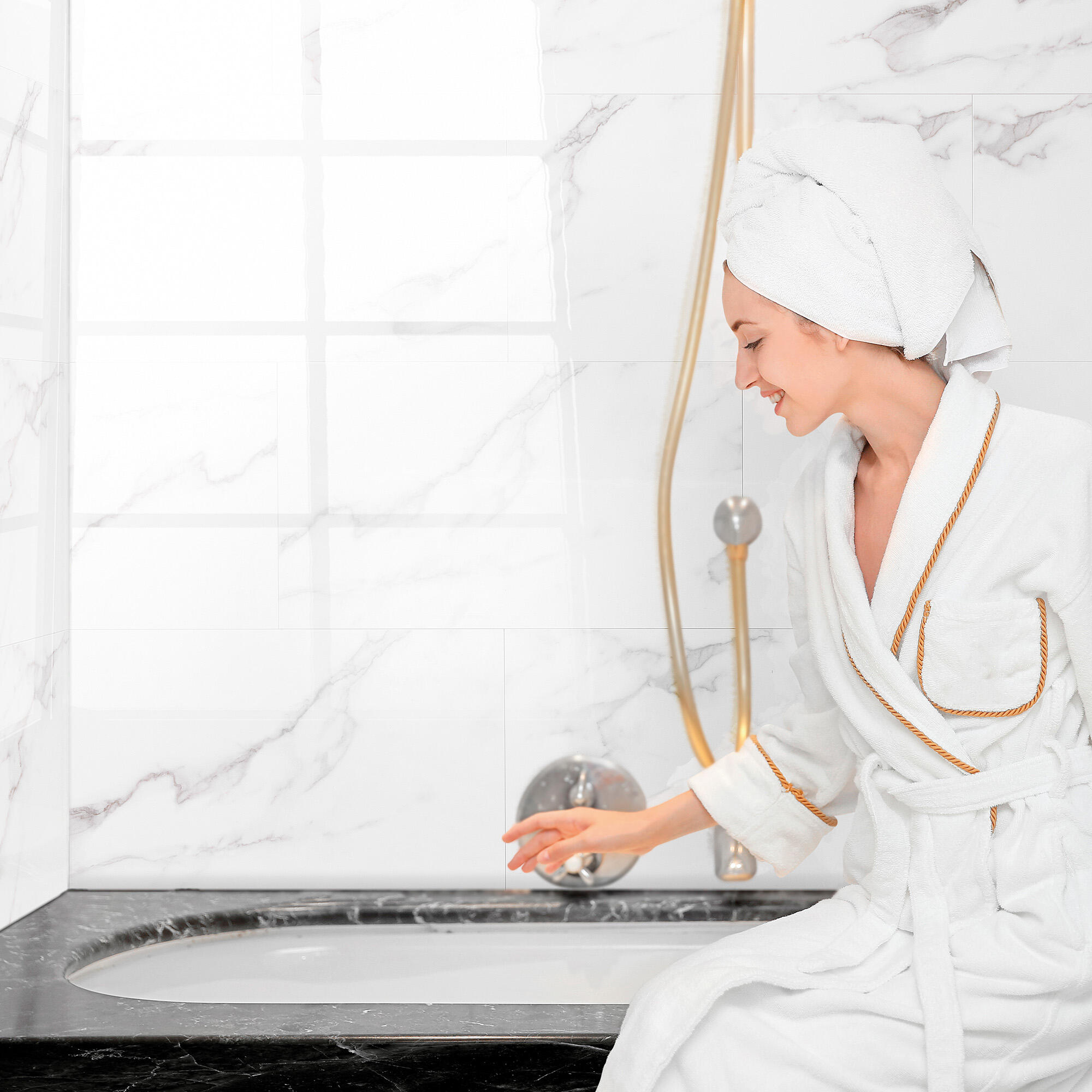 Revestimiento de pared decorativo efecto mármol de pvc gloss trapani color blanco de 65x37.5cm